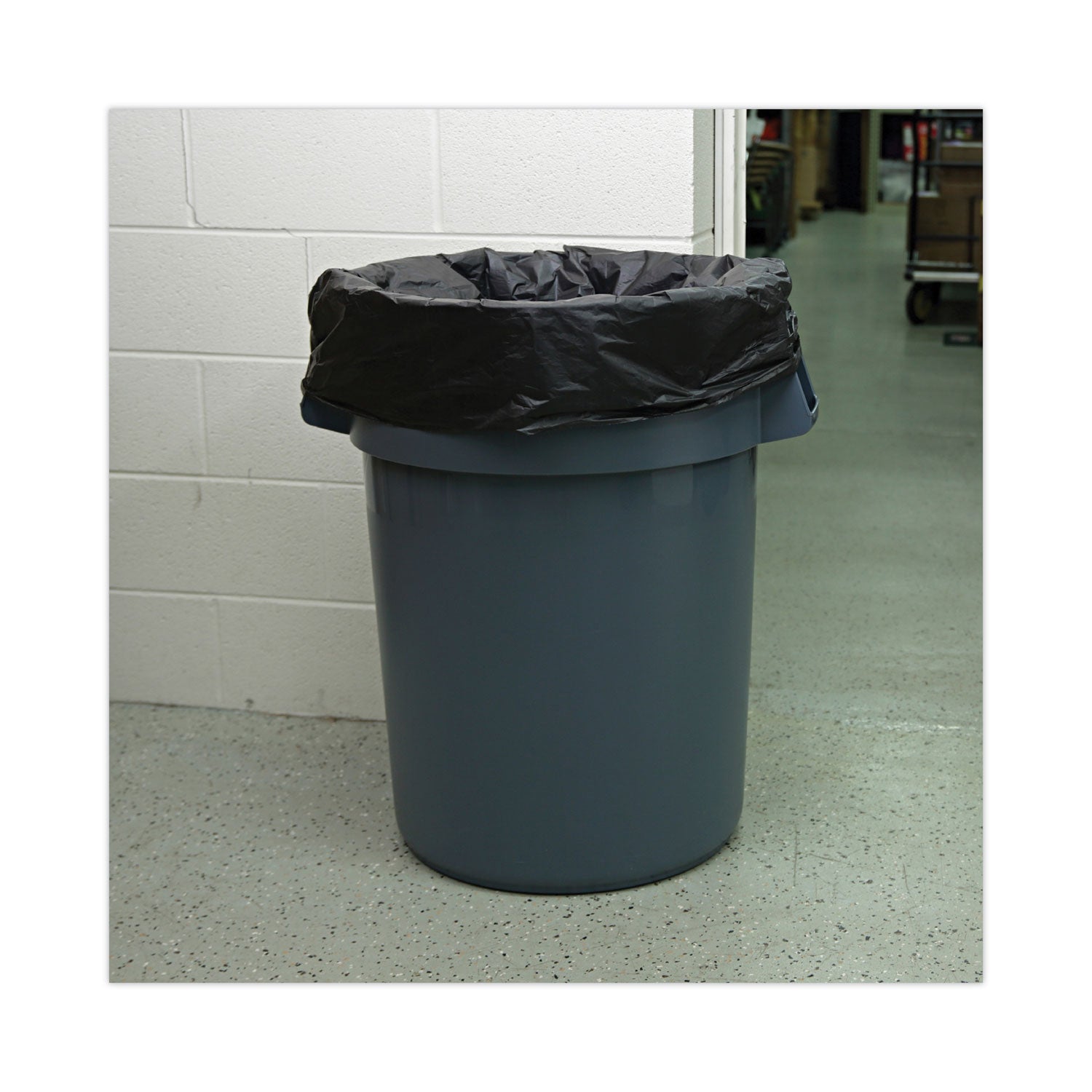 High-Density Can Liners, 56 gal, 19 mic, 43" x 47", Black, Perforated Roll, 25 Bags/Roll, 6 Rolls/Carton