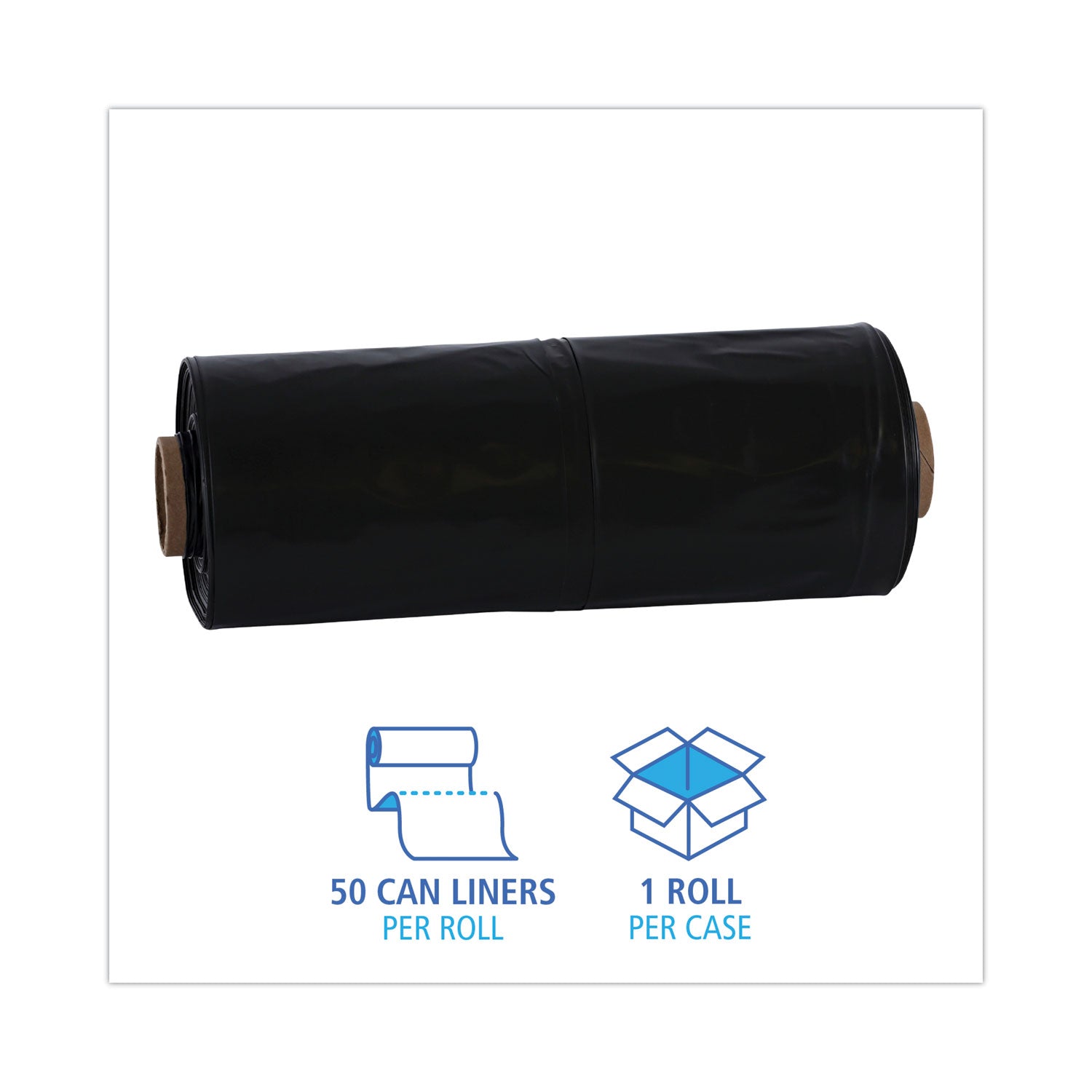 Industrial Drum Liners Rolls, 60 gal, 2.7 mil, 38" x 63", Black, 50/Carton