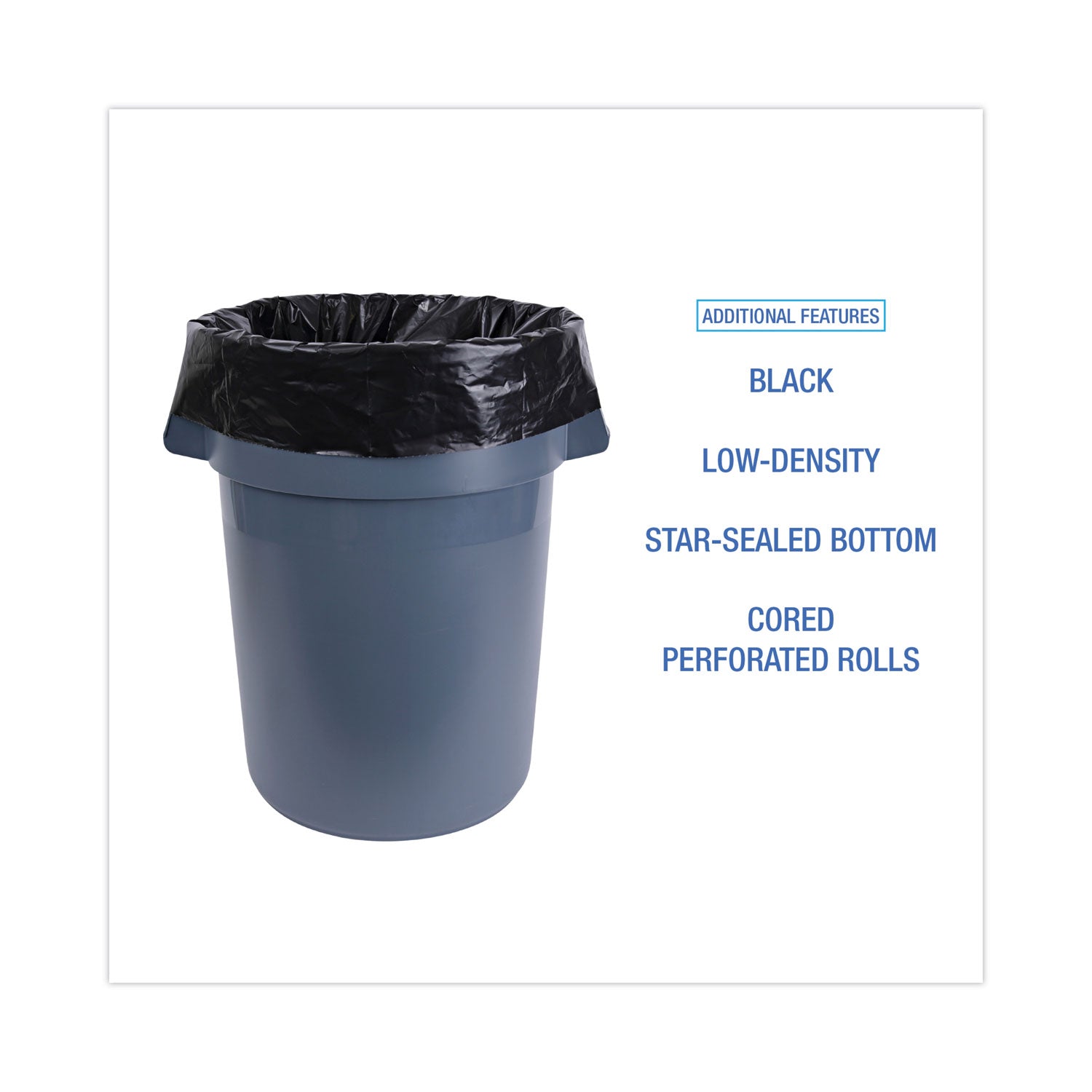 Industrial Drum Liners Rolls, 60 gal, 2.7 mil, 38" x 63", Black, 50/Carton