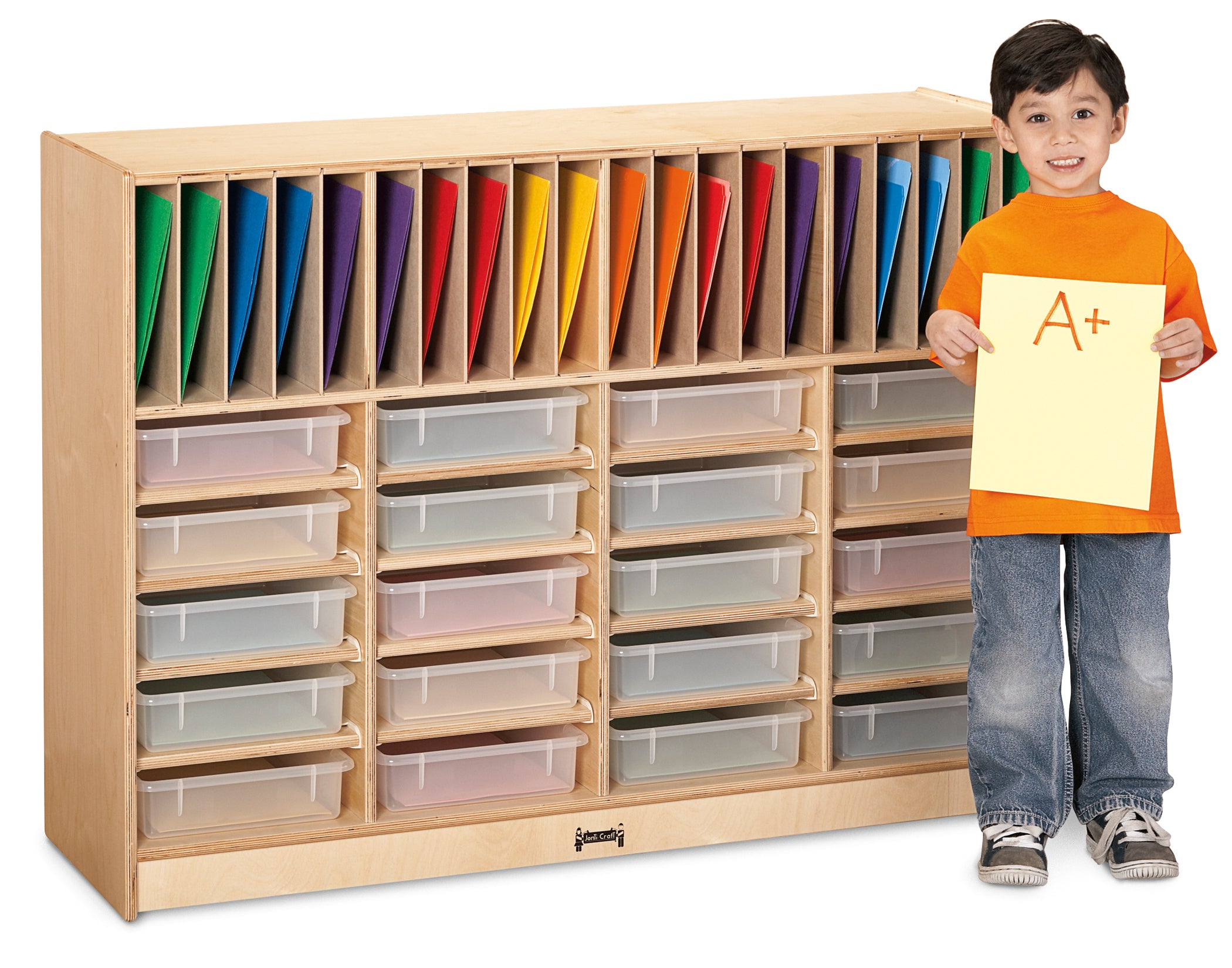 Jonti-Craft® Homework Station - with Clear Paper-Trays - Plywood Back