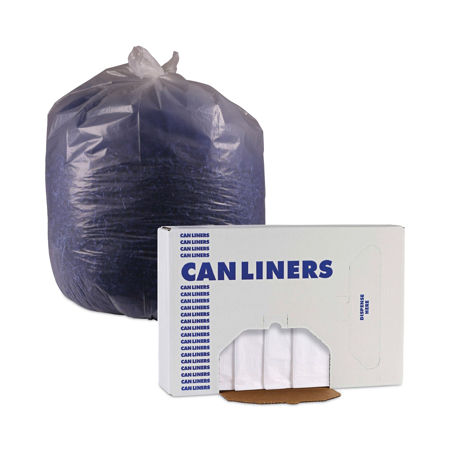 High Density Industrial Can Liners Flat Pack, 33 gal, 16 mic, 33" x 40", Natural, Flat Pack, 200/Carton