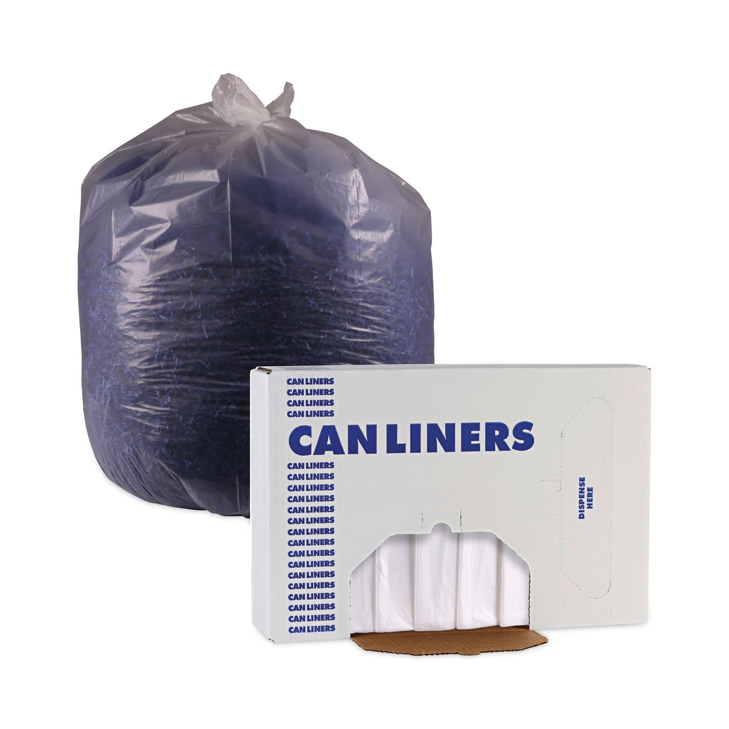 High Density Industrial Can Liners Flat Pack, 45 gal, 16 mic, 40" x 48", Natural, Flat Pack, 200/Carton