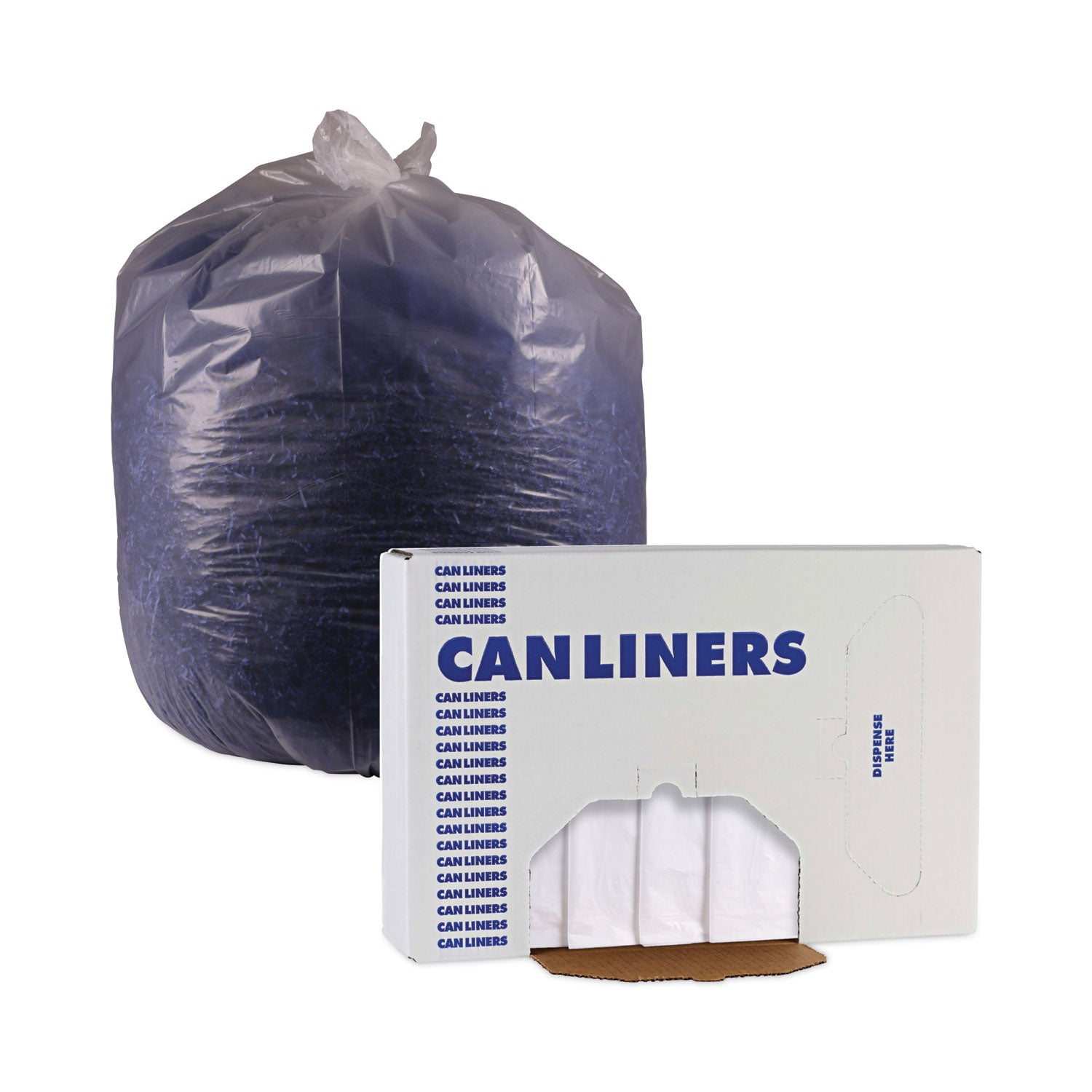 High Density Industrial Can Liners Flat Pack, 56 gal, 16 mic, 43" x 48", Natural, Flat Pack, 200/Carton