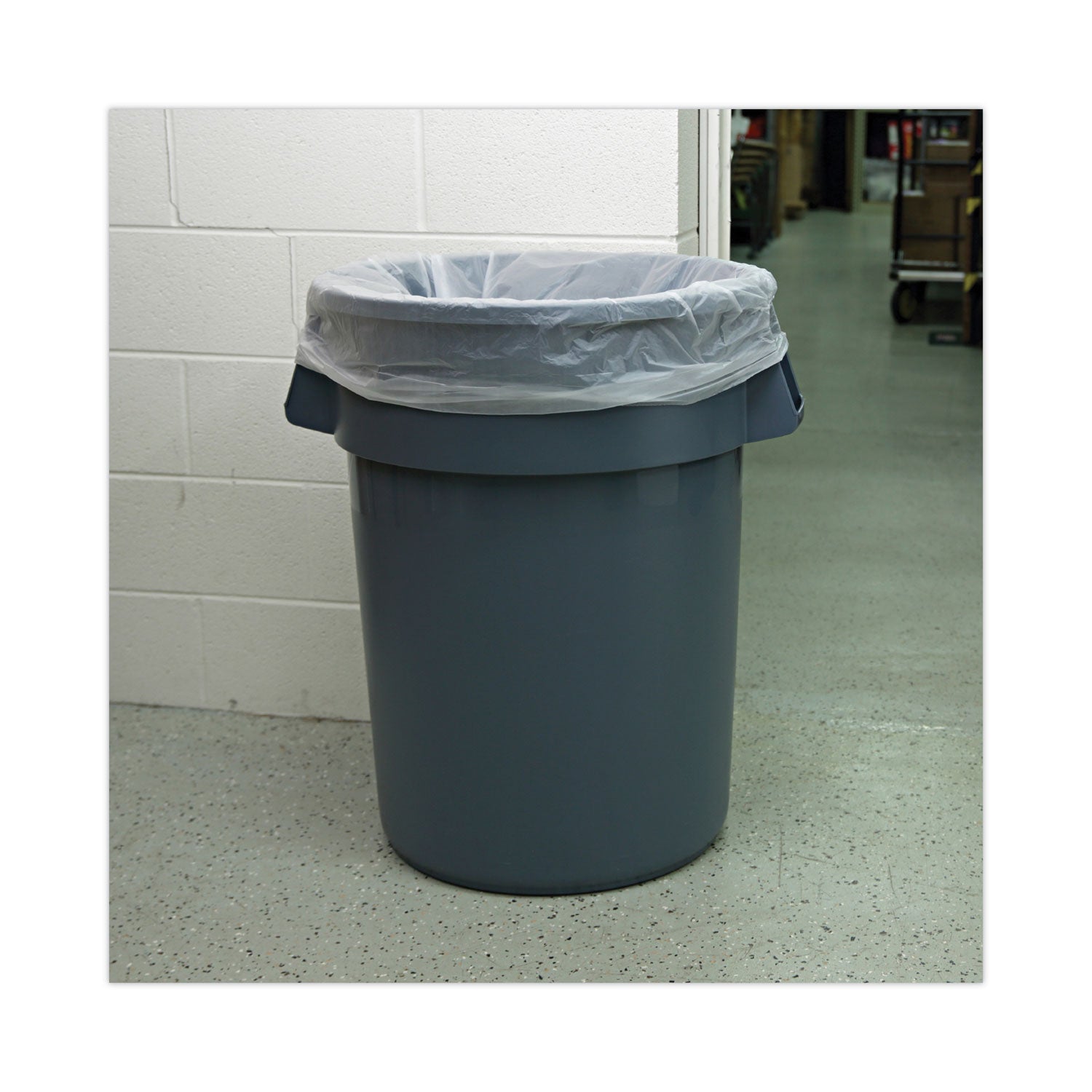 High Density Industrial Can Liners Coreless Rolls, 45 gal, 16 mic, 40" x 48", Natural, Perforated, 25 Bags/Roll, 10 Rolls/CT