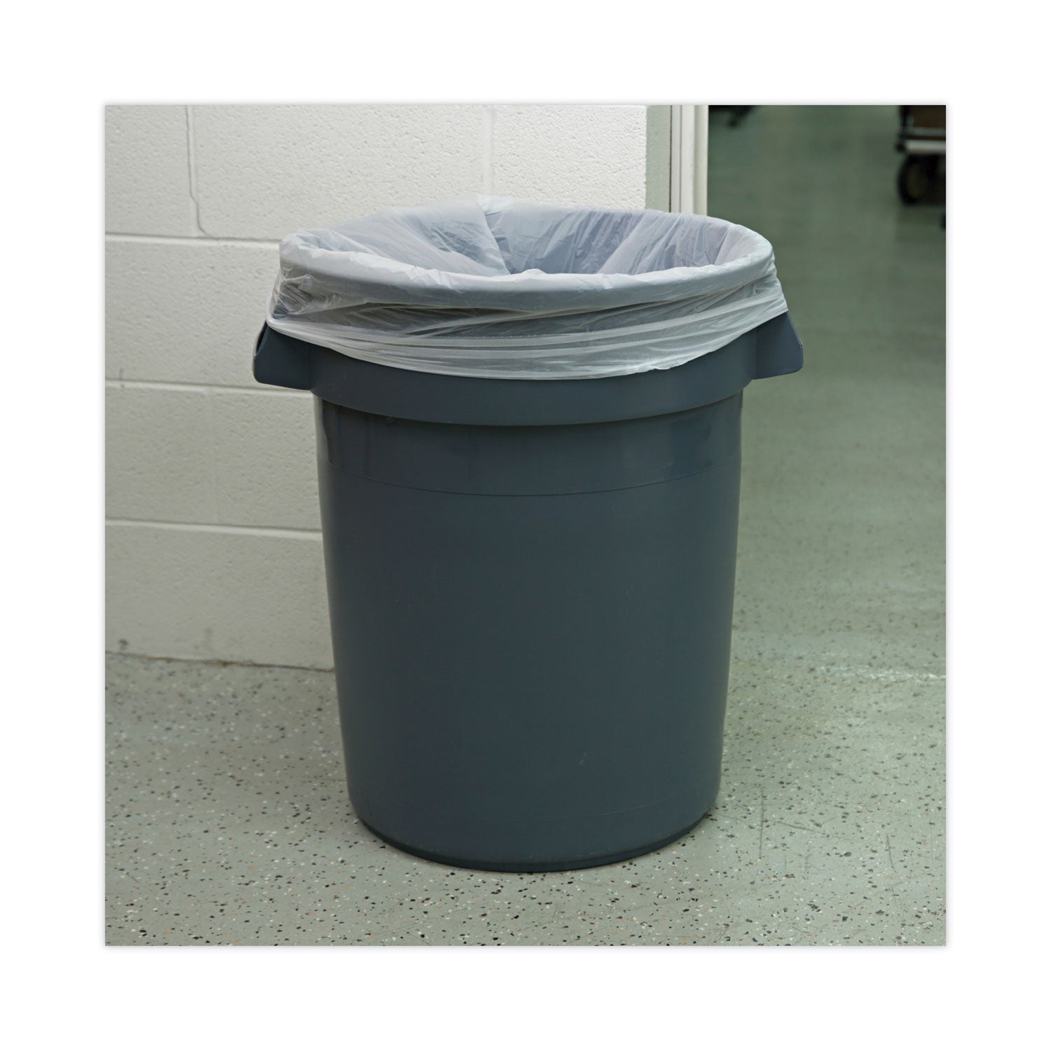 Linear Low Density Industrial Can Liners, 33 gal, 0.9 mil, 33" x 39", White, Flat Pack, 100/Carton
