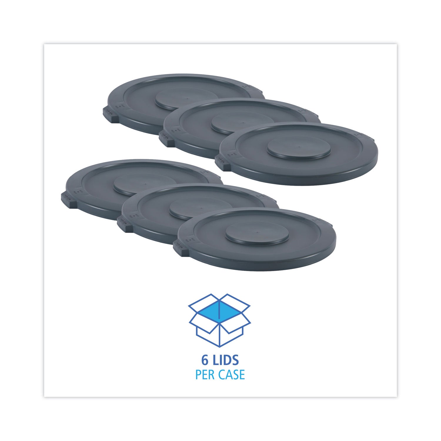 Lids For 32 Gal Waste Receptacle, Flat-Top, Round, Plastic, Gray