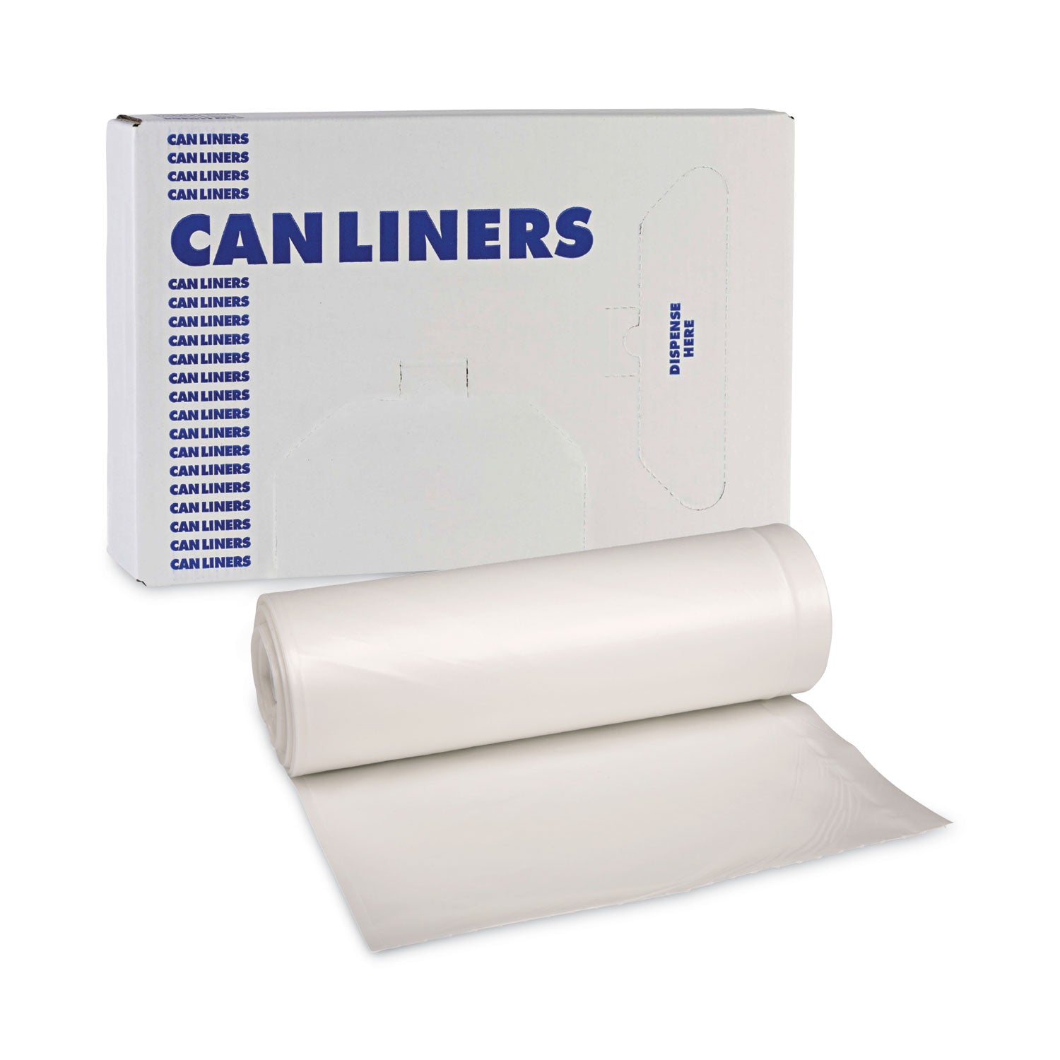 Low-Density Waste Can Liners, 30 gal, 0.5 mil, 30" x 36", White, Perforated Roll, 10 Bags/Roll, 20 Rolls/Carton