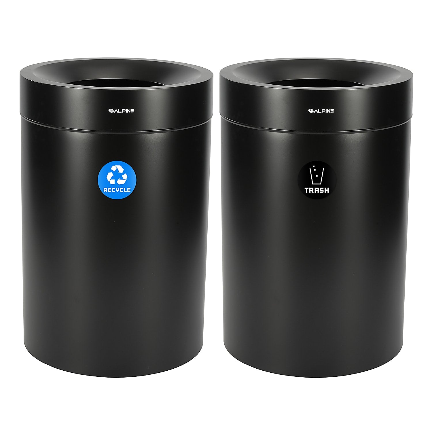 50 Gallon Stainless Steel Recycling Can and Trash Receptacle (Black)