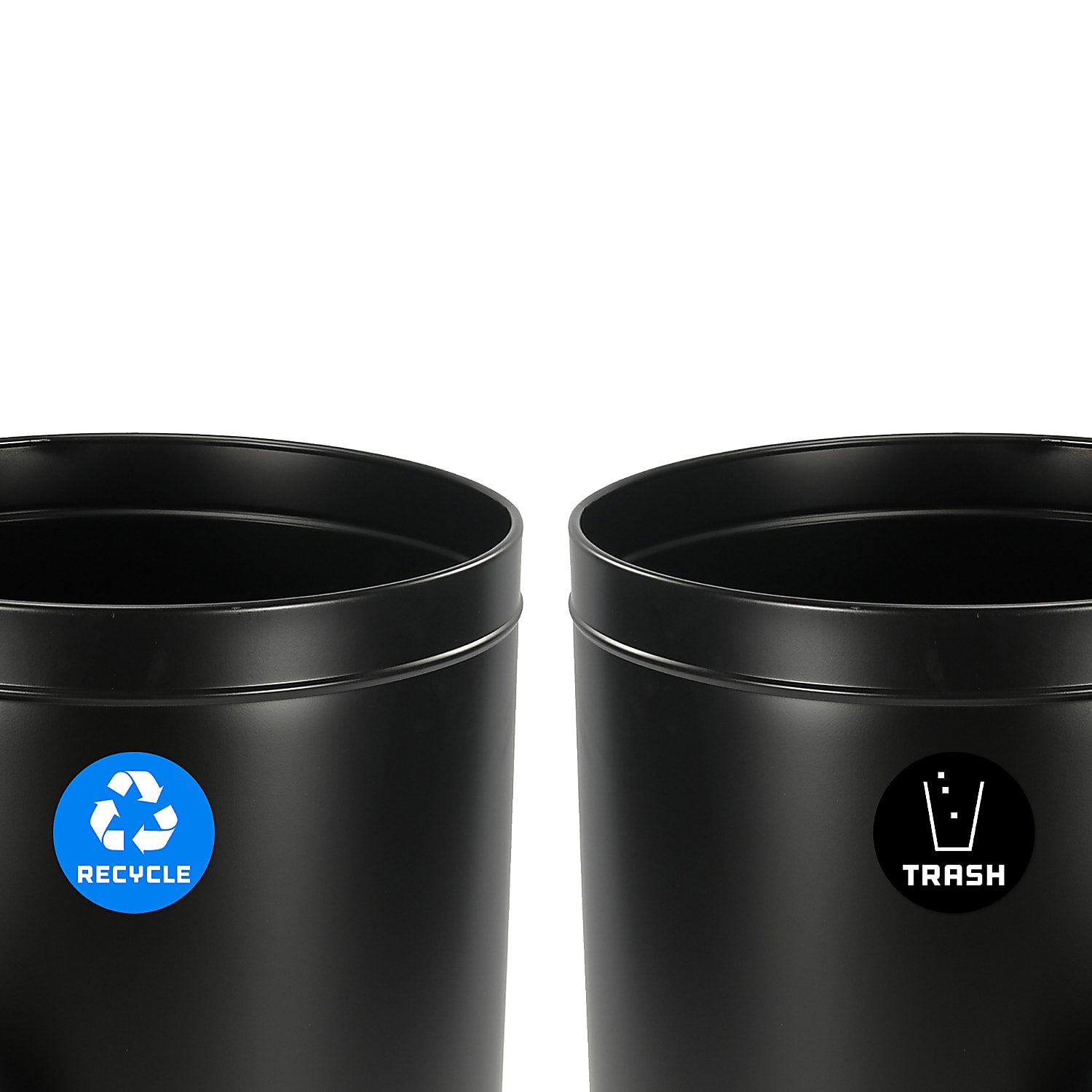 50 Gallon Stainless Steel Recycling Can and Trash Receptacle (Black)