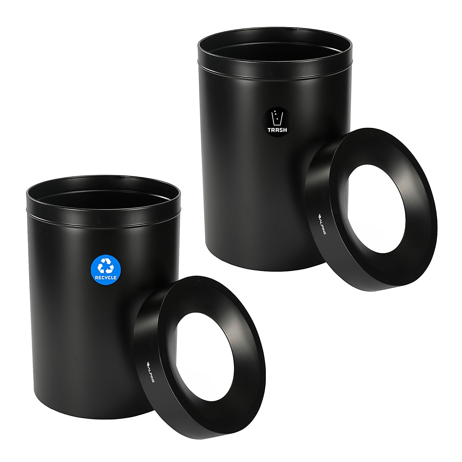 50 Gallon Stainless Steel Recycling Can and Trash Receptacle (Black)