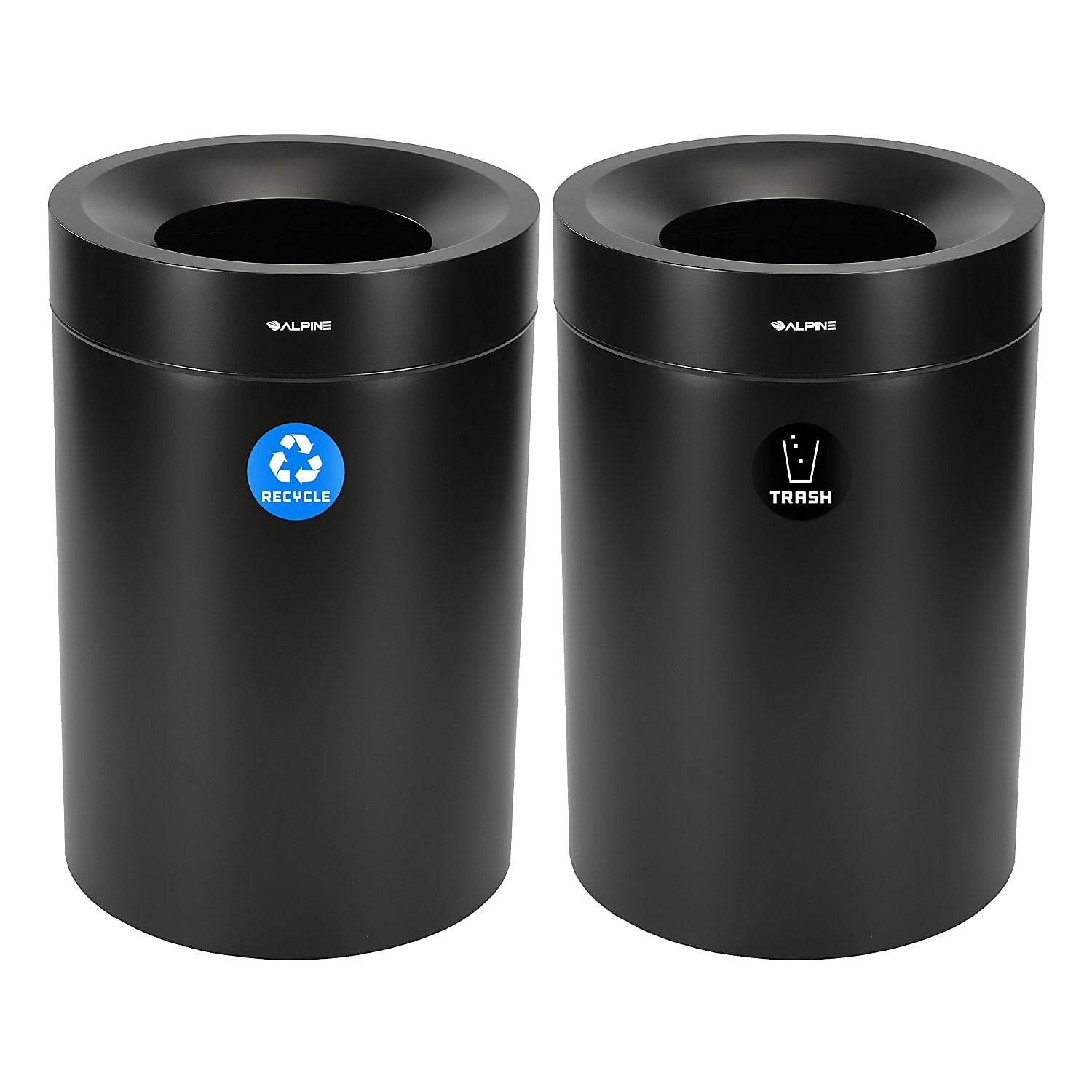 50 Gallon Stainless Steel Recycling Can and Trash Receptacle (Black)
