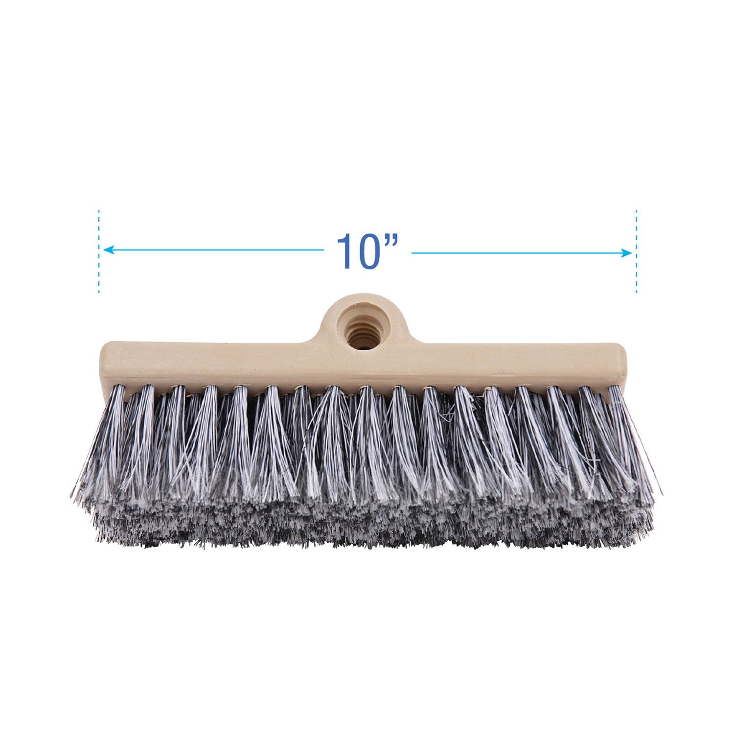 Dual-Surface Vehicle Brush, Black Polypropylene Bristles, 10" Brush, Brown Plastic Handle