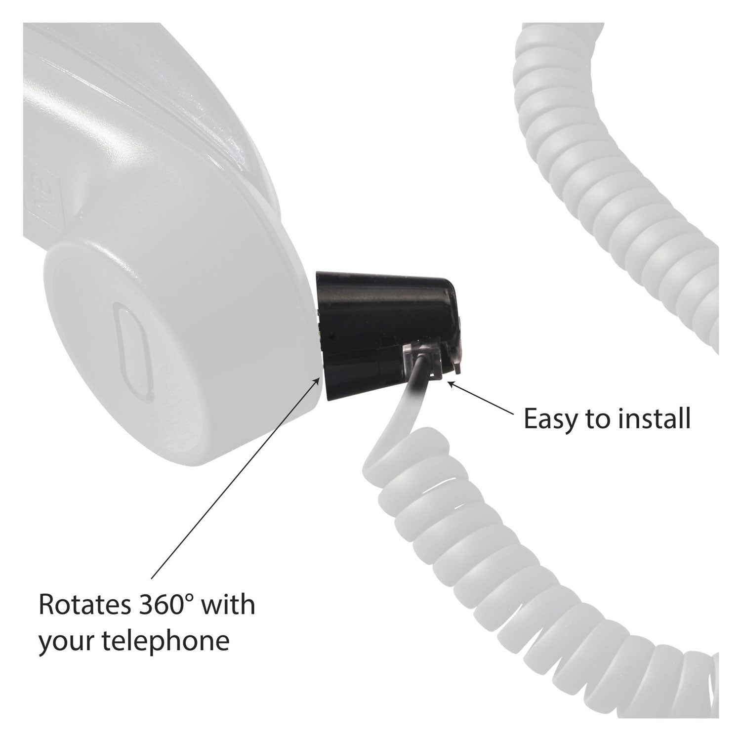 Softalk Telephone Cord Twisstop Untangler - 1 x RJ-11 Phone Male - 1 x RJ-11 Phone Female - Black - 1 Each