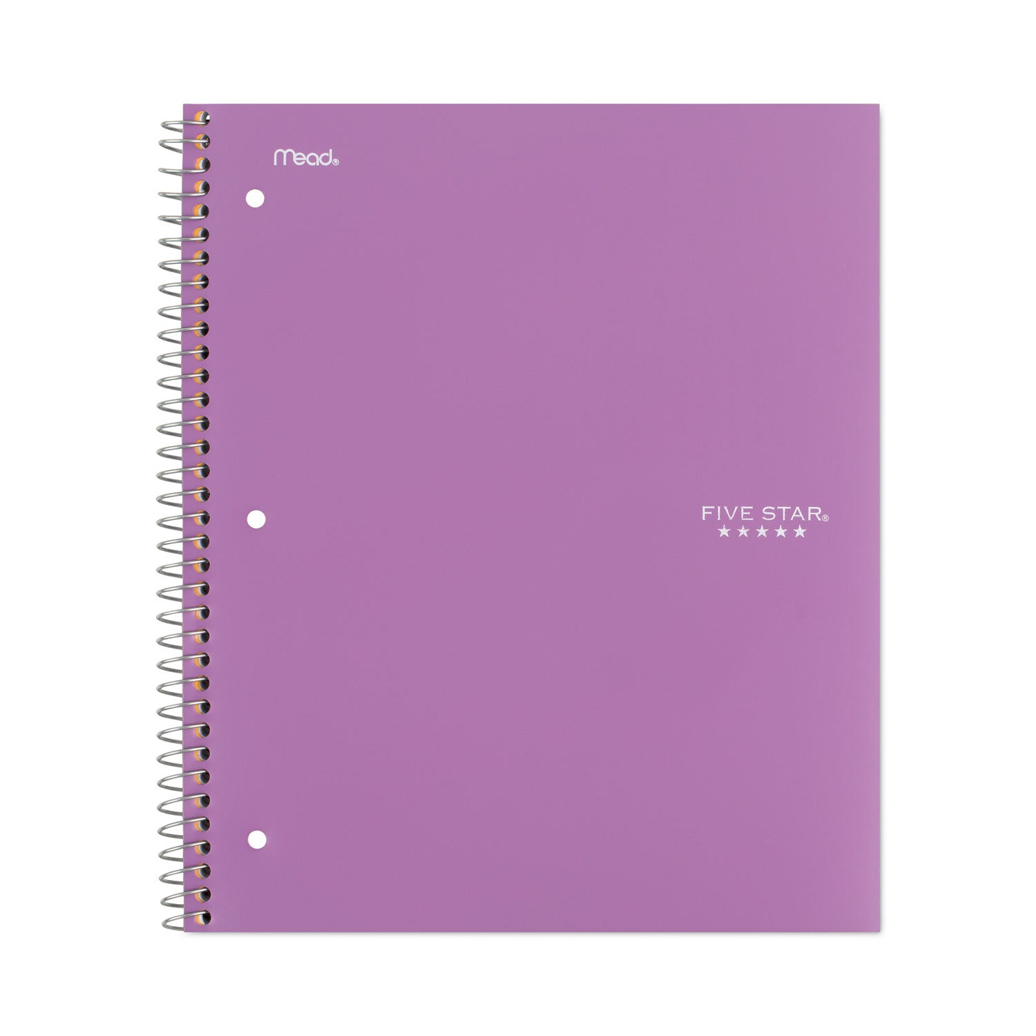 Mead Five Star 1-Subject Spiral Notebook, 100 Sheets, 11" x 8.5", 3-Hole Punched, Assorted Covers, Dual-Pocket Divider, Water Resistant, Bleed Resistant, Perforated, Spiral Lock, 6 Pack