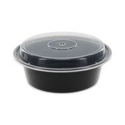 Newspring VERSAtainer Microwavable Containers, 32 oz, 7" Diameter x 2" h, Black/Clear, Plastic, 150/Carton