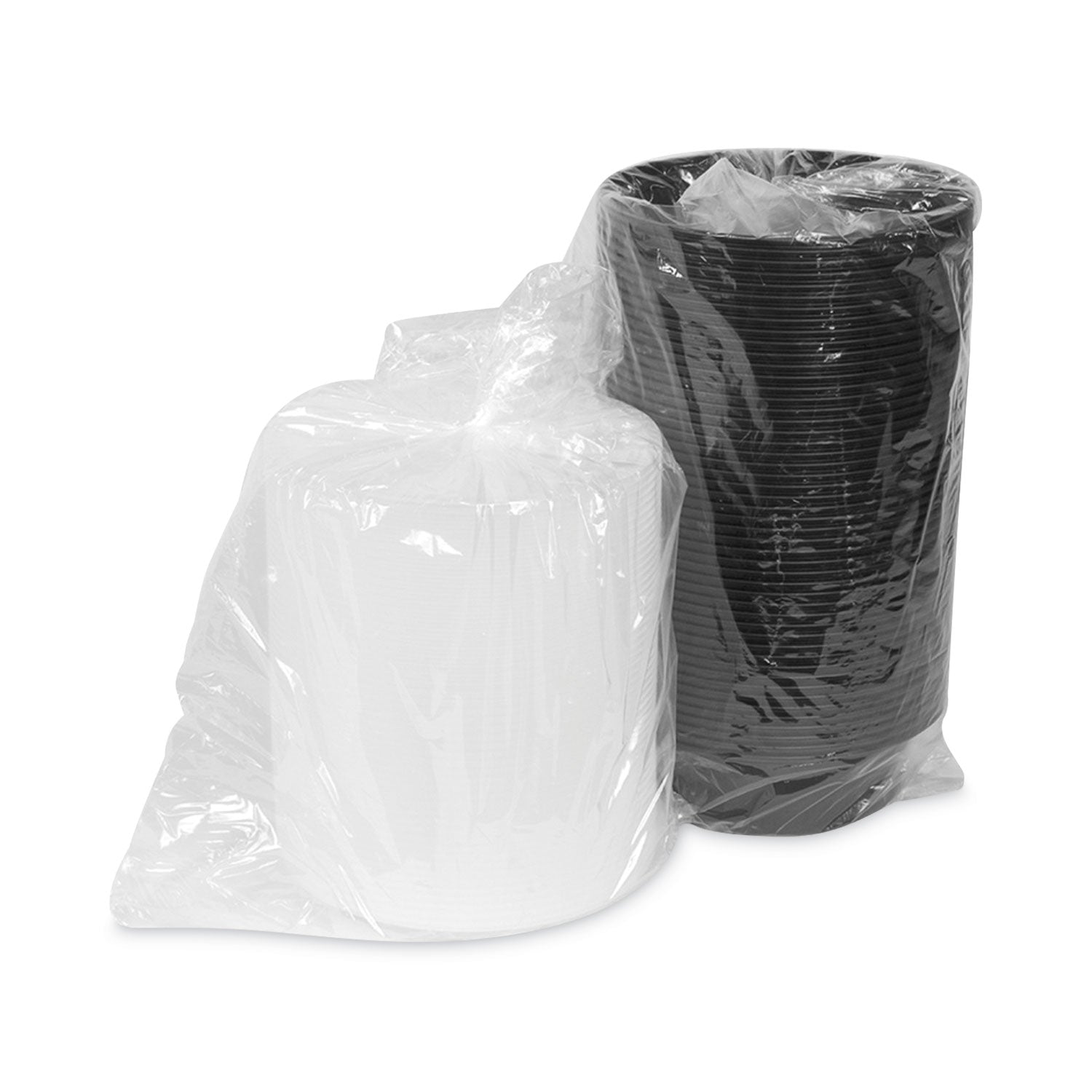 Newspring VERSAtainer Microwavable Containers, 32 oz, 7" Diameter x 2" h, Black/Clear, Plastic, 150/Carton