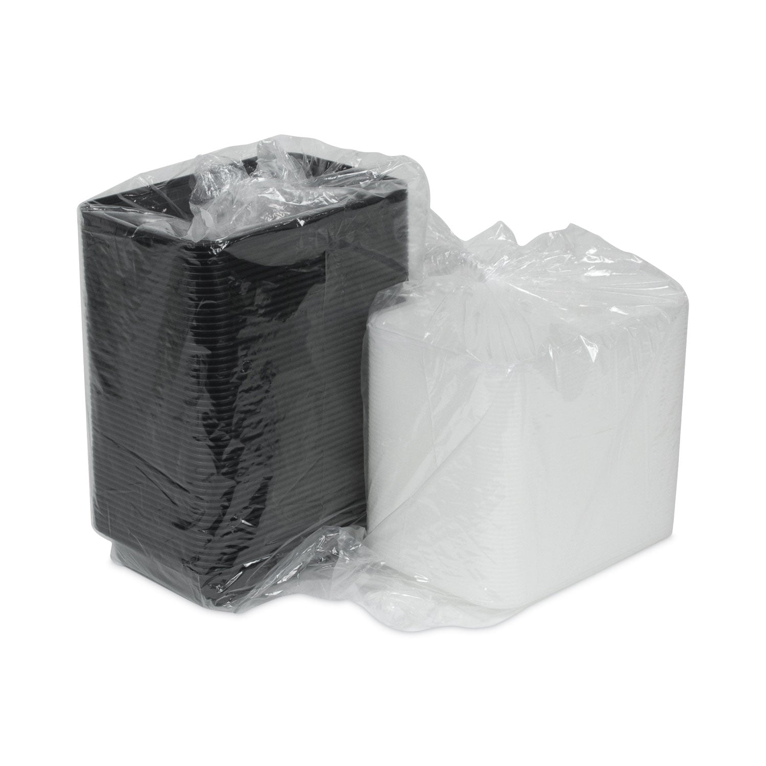 Newspring VERSAtainer Microwavable Containers, 28 oz, 8.8 x 6 x 2, Black Base/Clear Lid, Plastic, 150/Carton