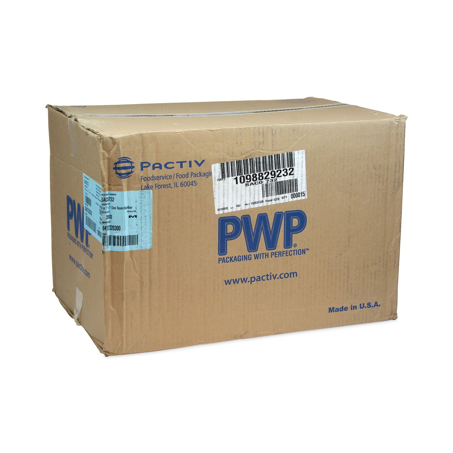 EarthChoice Square Recycled Bowl, 32 oz, 7 x 7 x 2, Clear, Plastic, 300/Carton