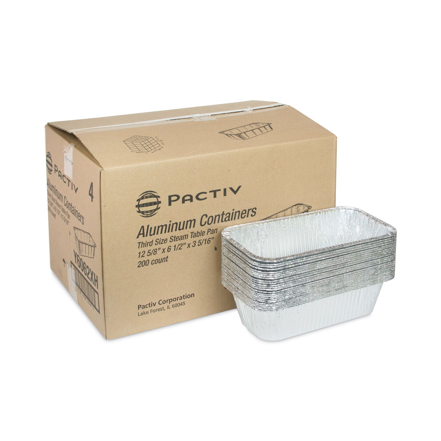 Aluminum Steam Table Pan, One-Third Size Deep Loaf, 3" Deep, 5.9 x 8.04, 200/Carton