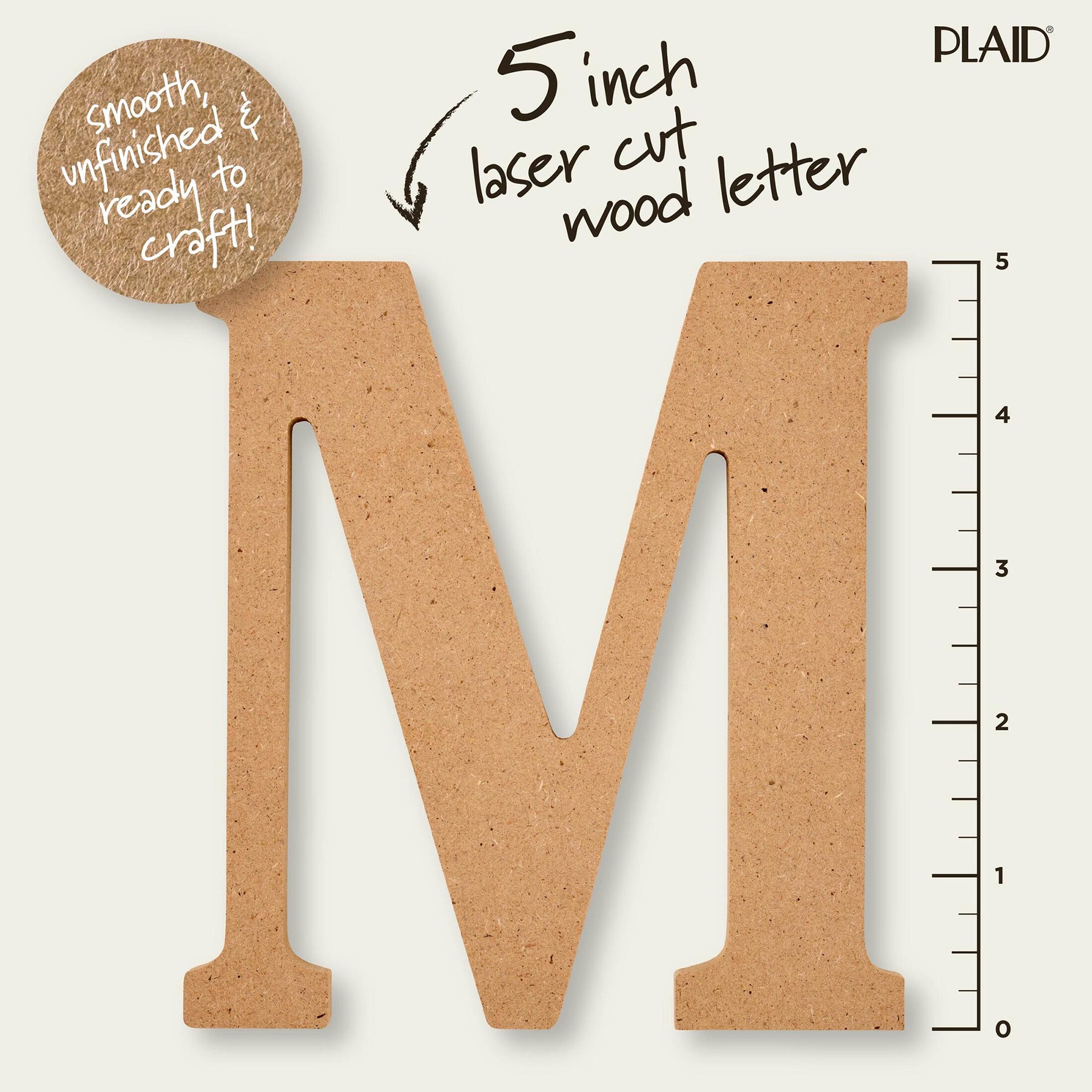MDF Letter, M, 5 Inch