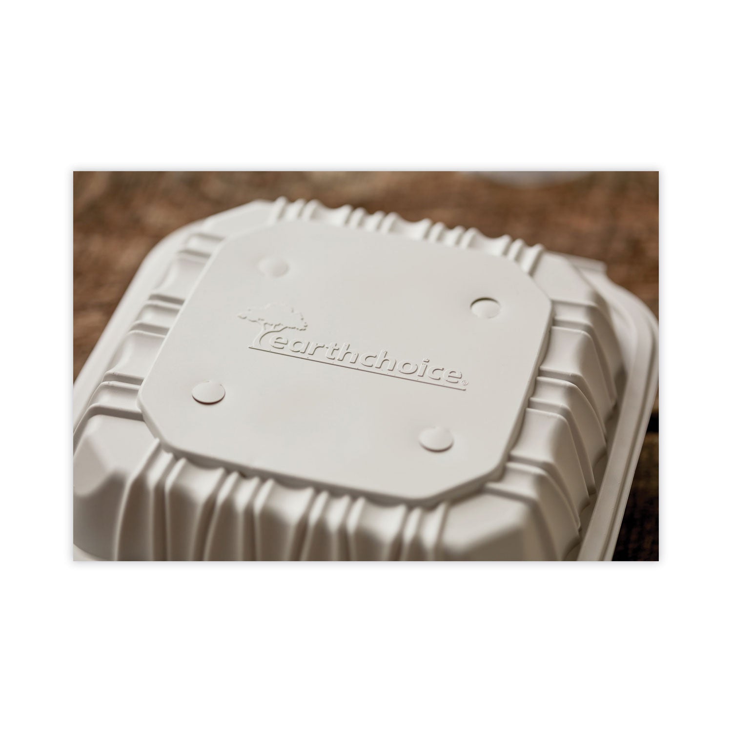 EarthChoice Vented Microwavable MFPP Hinged Lid Container, 3 Compartments, 8.5 x 8.5 x 3.1, White, Plastic, 146/Carton