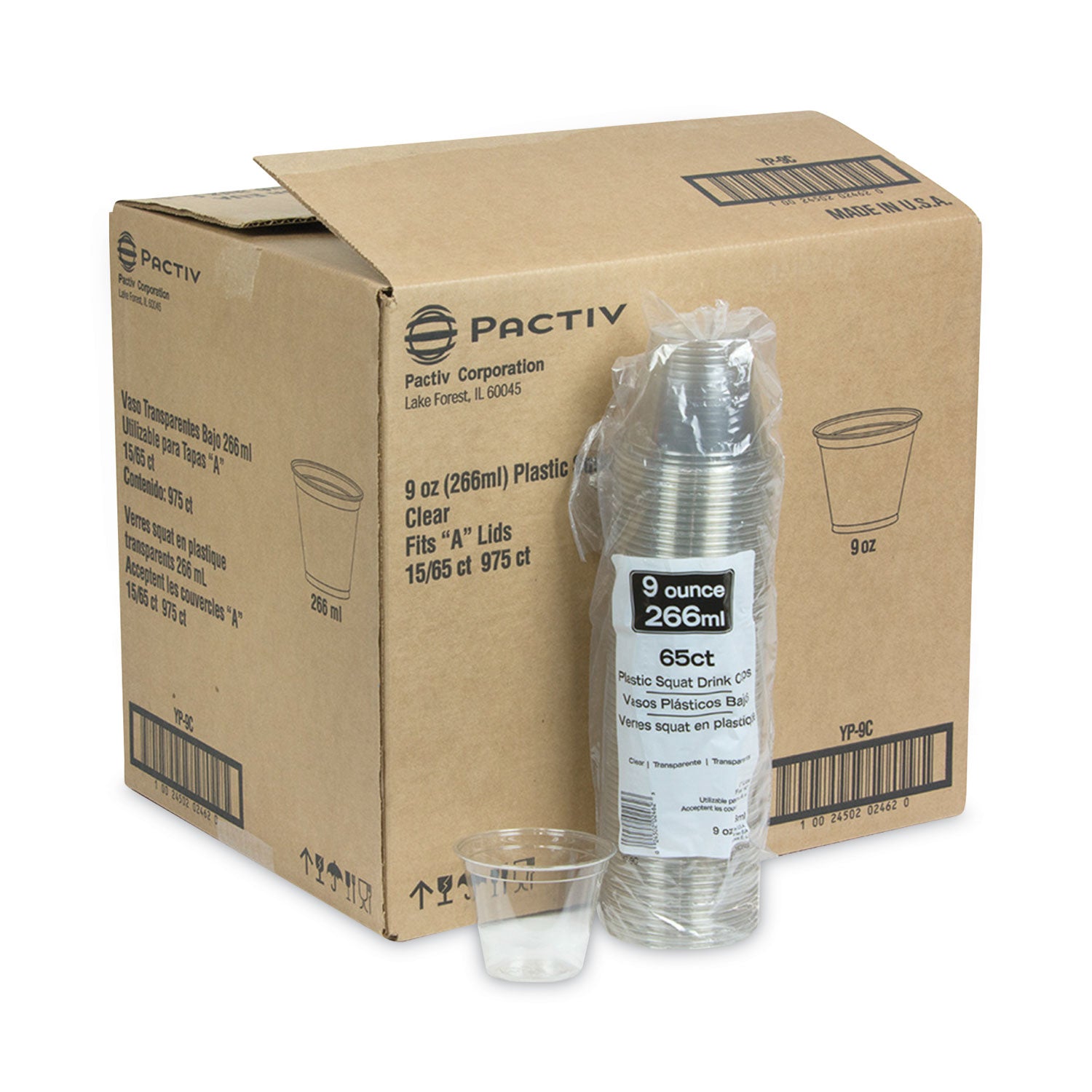 Earthchoice Recycled Clear Plastic Cold Cups, 9 Oz, Clear, 975/carton