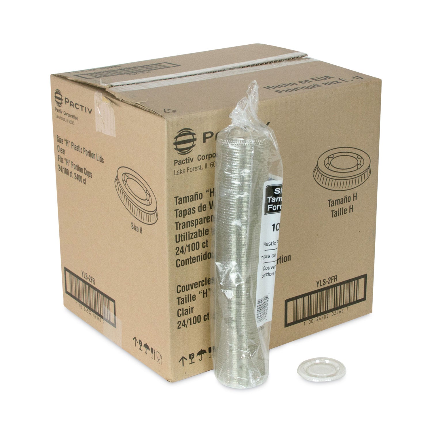Plastic Portion Cup Lid, Fits 1.5 oz to 2.5 oz Portion Cups, Clear, 100/Pack, 24 Packs/Carton