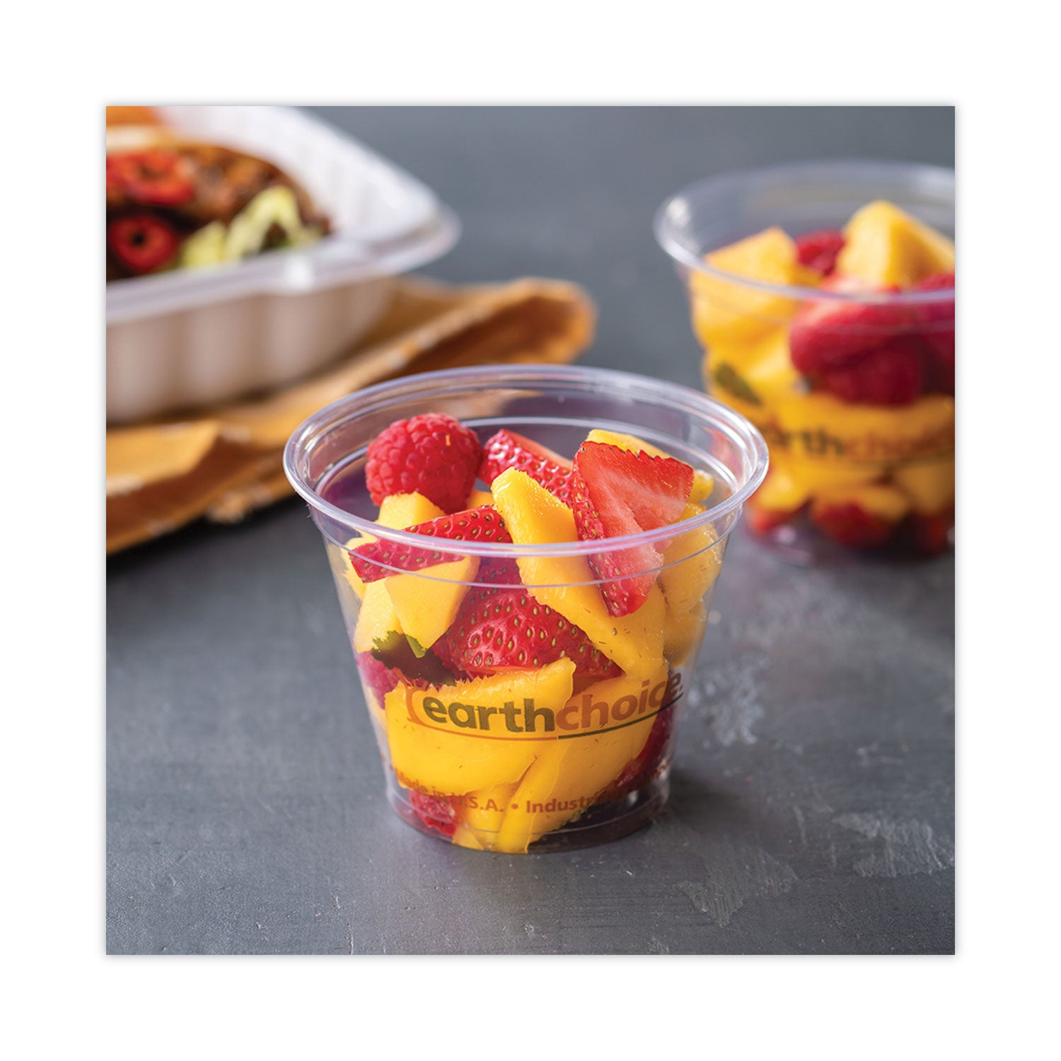 EarthChoice Compostable Cold Cup, 9 oz, Plastic, Clear/Printed, 975/Carton