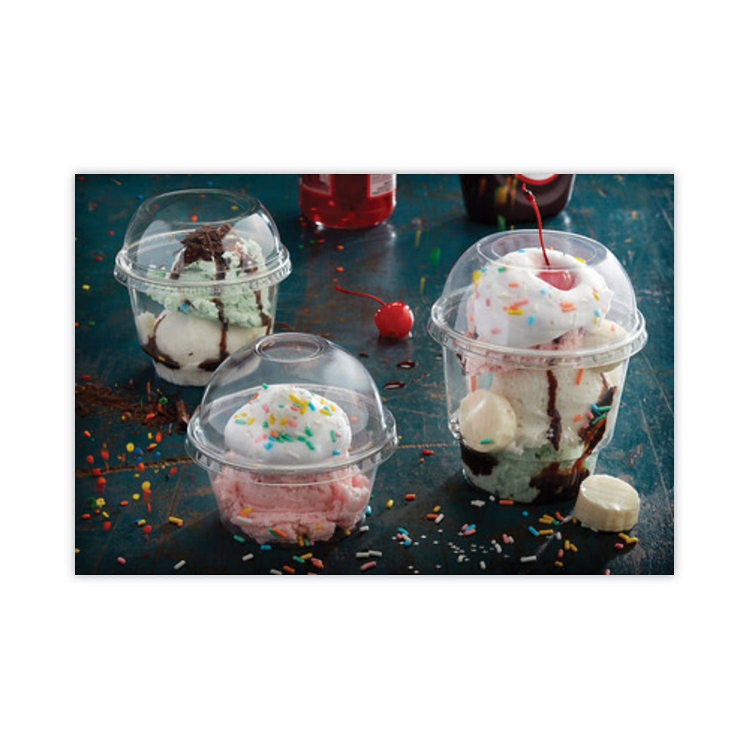 EarthChoice Recycled Clear Plastic Sundae Dish, 8 oz, 4" Diameter x 3" h, Clear, 60/Bag, 15 Bags/Carton