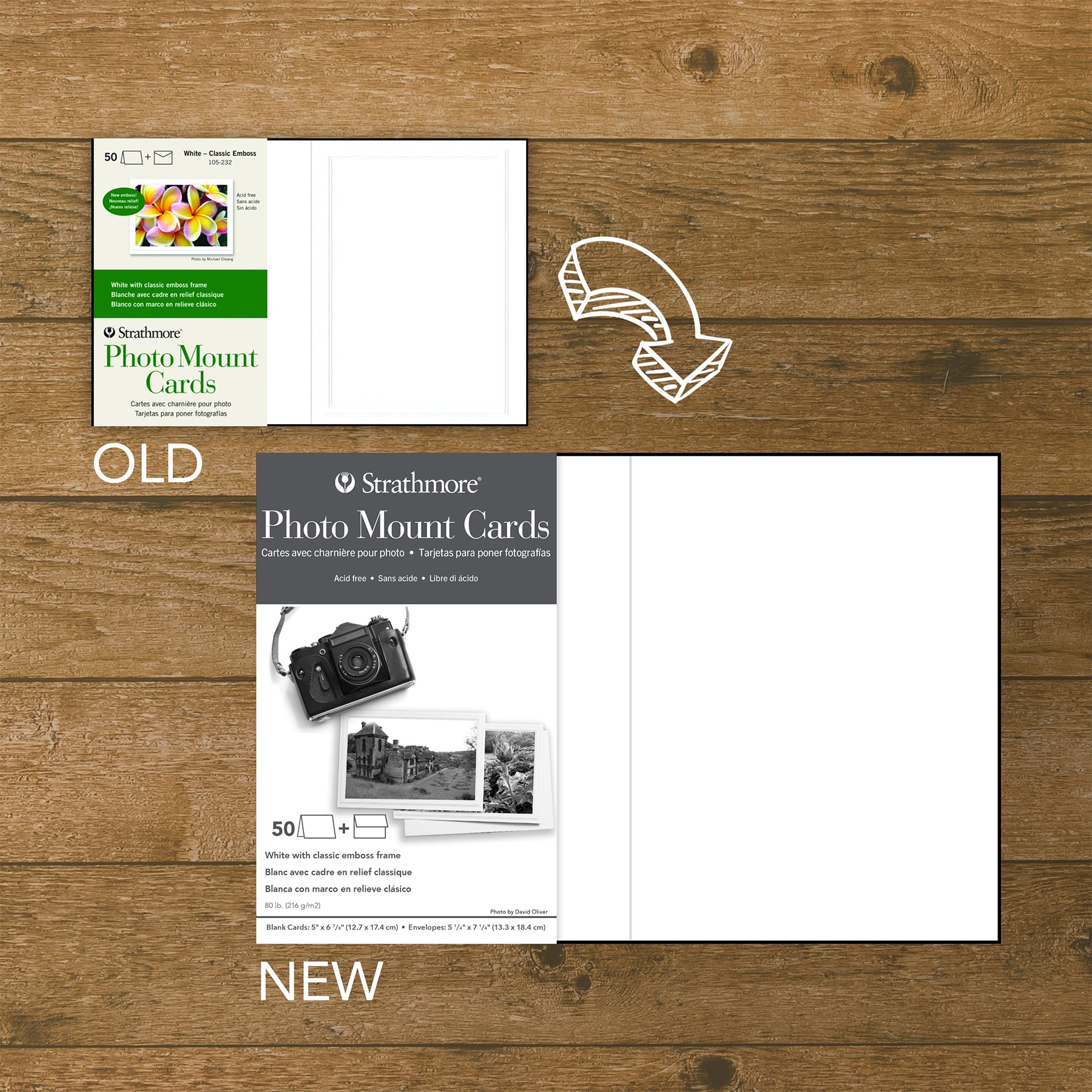 Photo Mount Cards & Envelopes, Classic Embossed Border, Full Size, 5x6.875 inch, Pack of 50