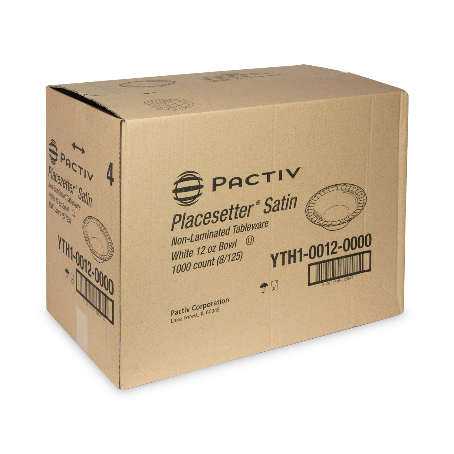 Placesetter Satin Non-Laminated Foam Dinnerware, Bowl, 12 oz, White, 1,000/Carton