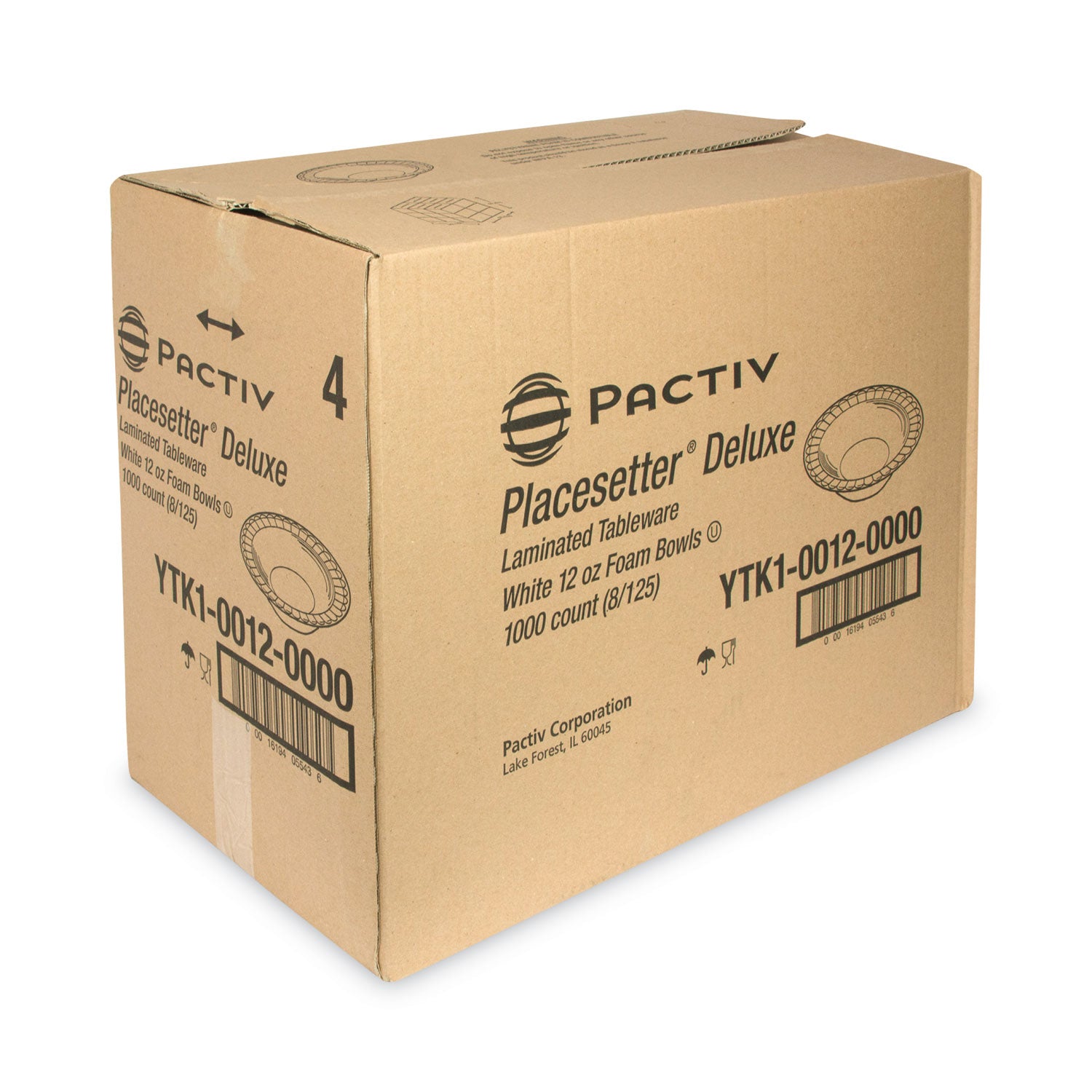 Placesetter Deluxe Laminated Foam Dinnerware, Bowl, 12 oz, White, 1,000/Carton