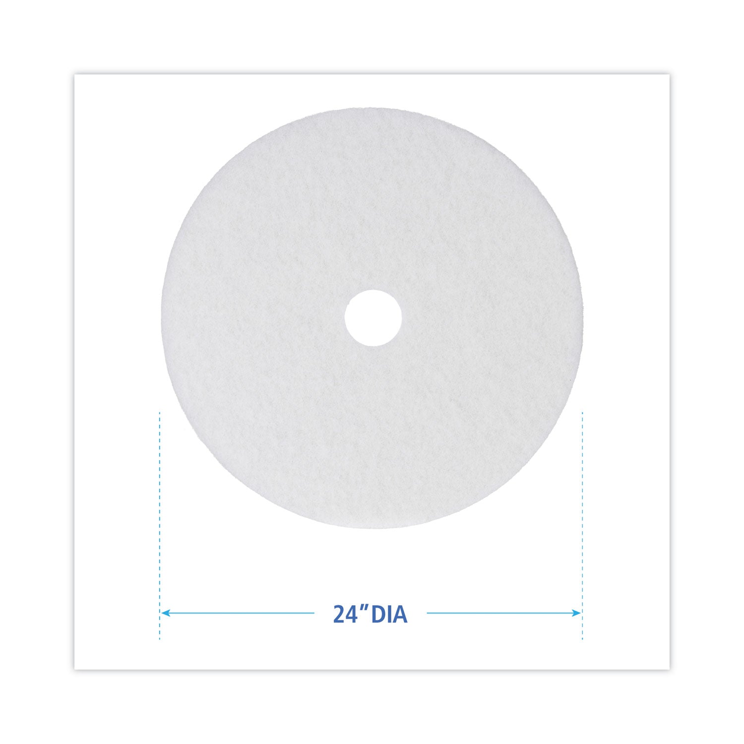 Polishing Floor Pads, 24" Diameter, White, 5/carton