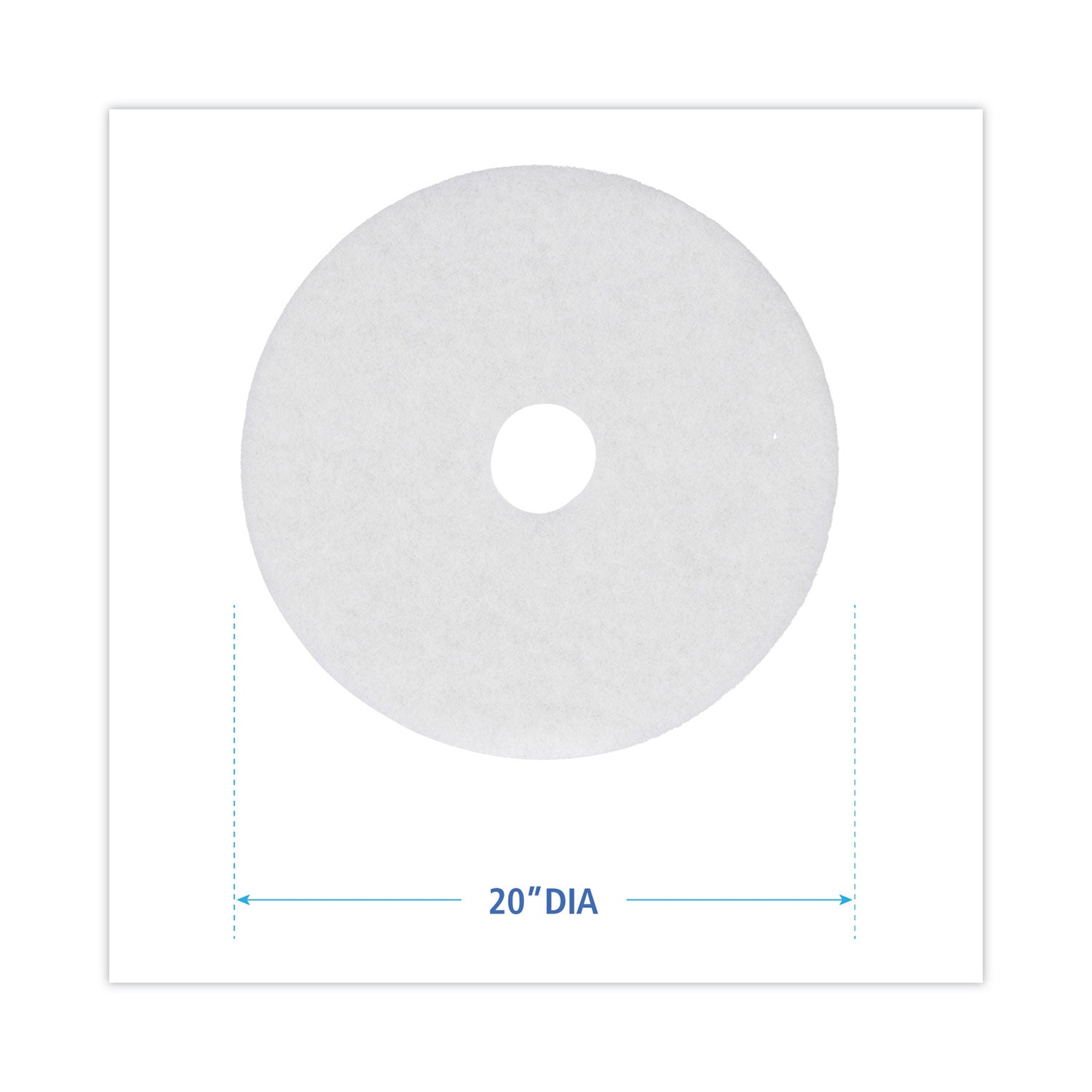 Polishing Floor Pads, 20" Diameter, White, 5/carton