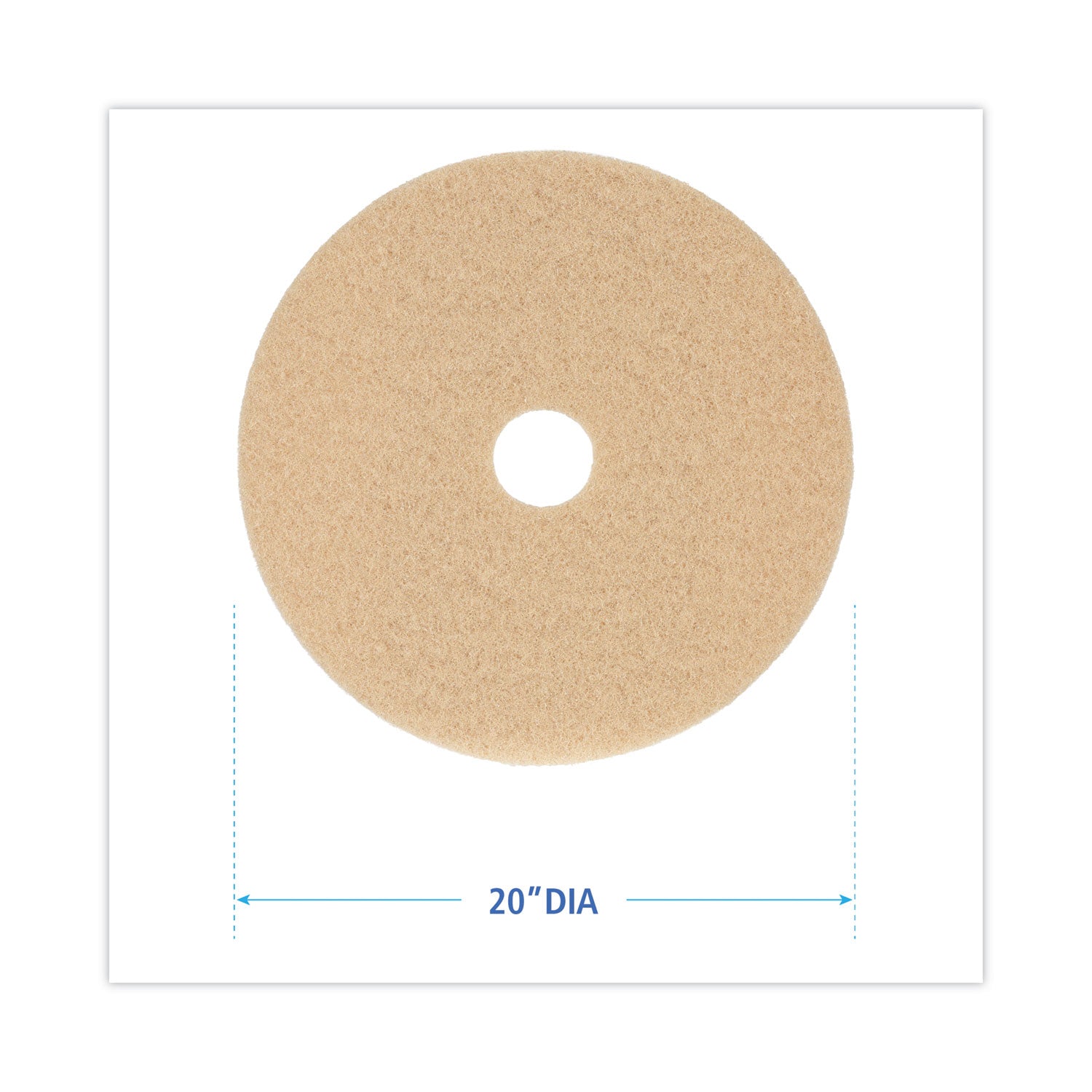 Burnishing Floor Pads, 20" Diameter, Tan, 5/carton