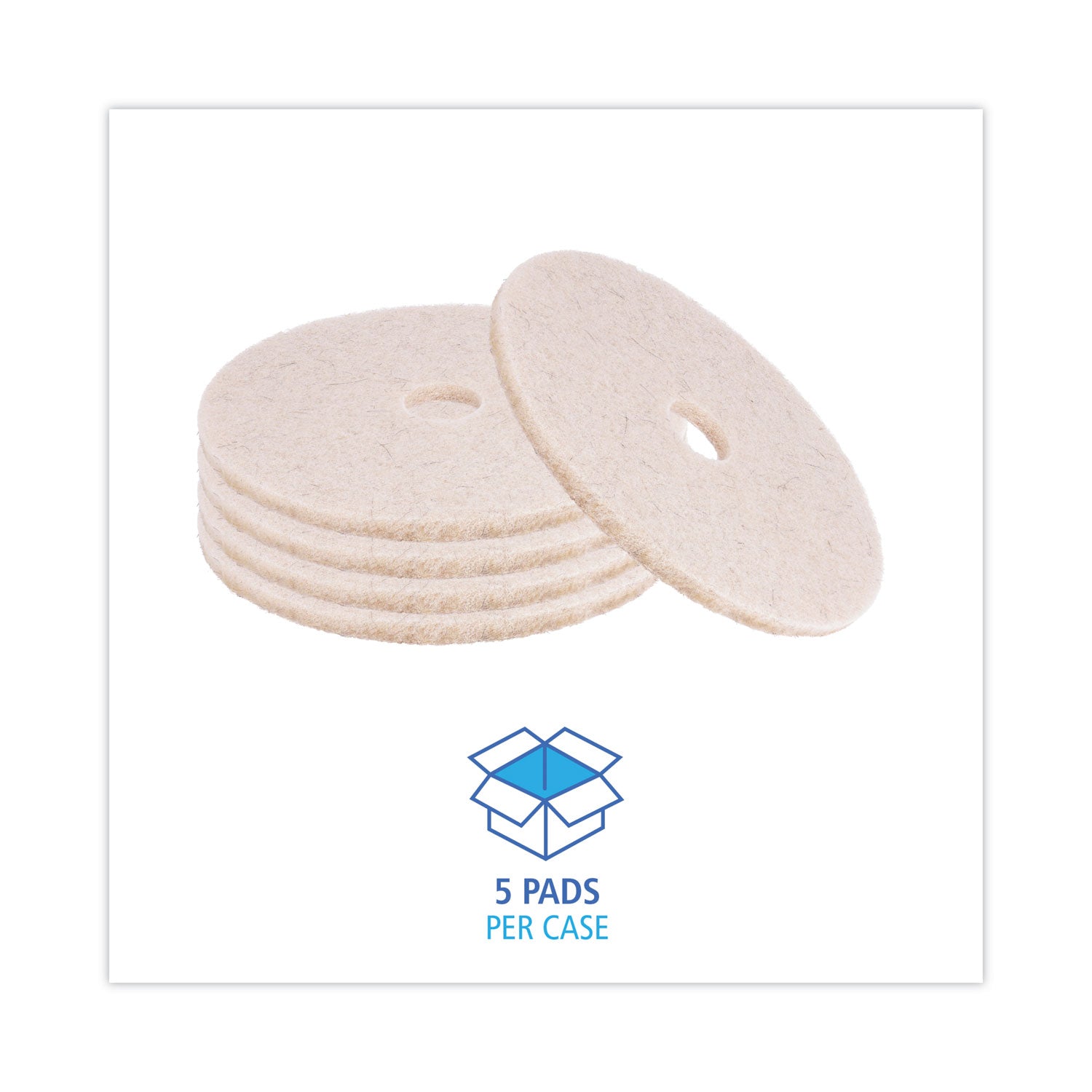 Natural Hog Hair Burnishing Floor Pads, 20" Diameter, Tan, 5/carton