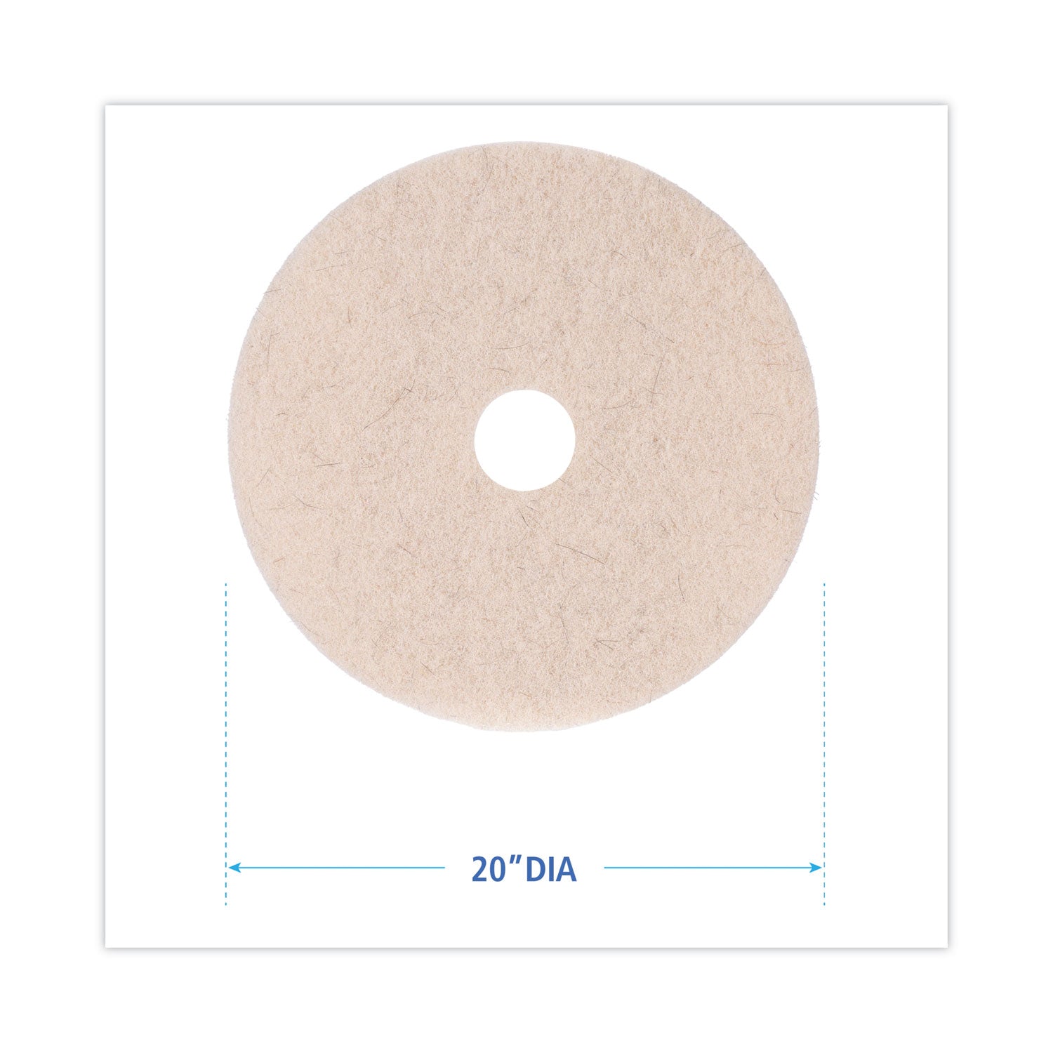 Natural Hog Hair Burnishing Floor Pads, 20" Diameter, Tan, 5/carton