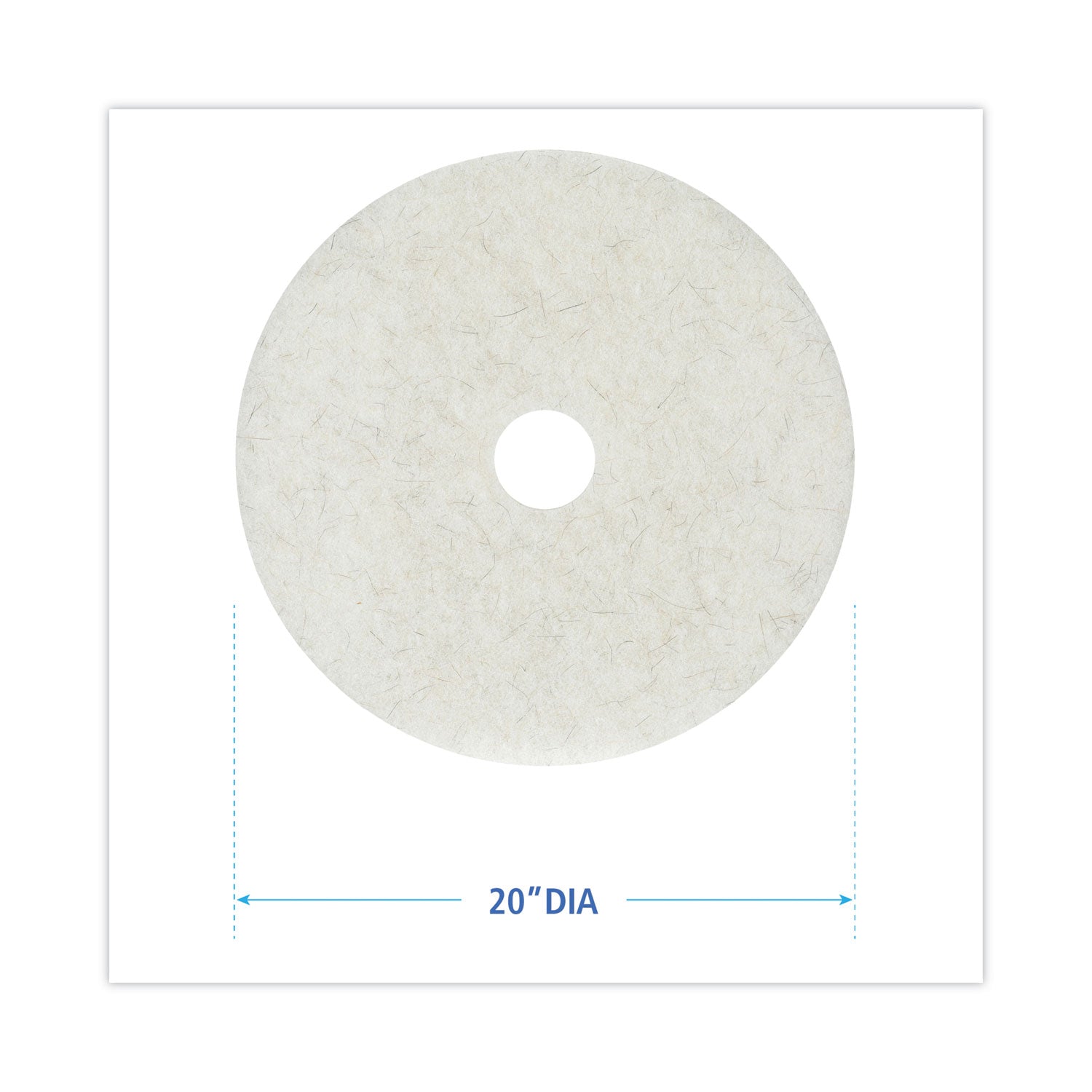 Natural Burnishing Floor Pads, 20" Diameter, White, 5/carton