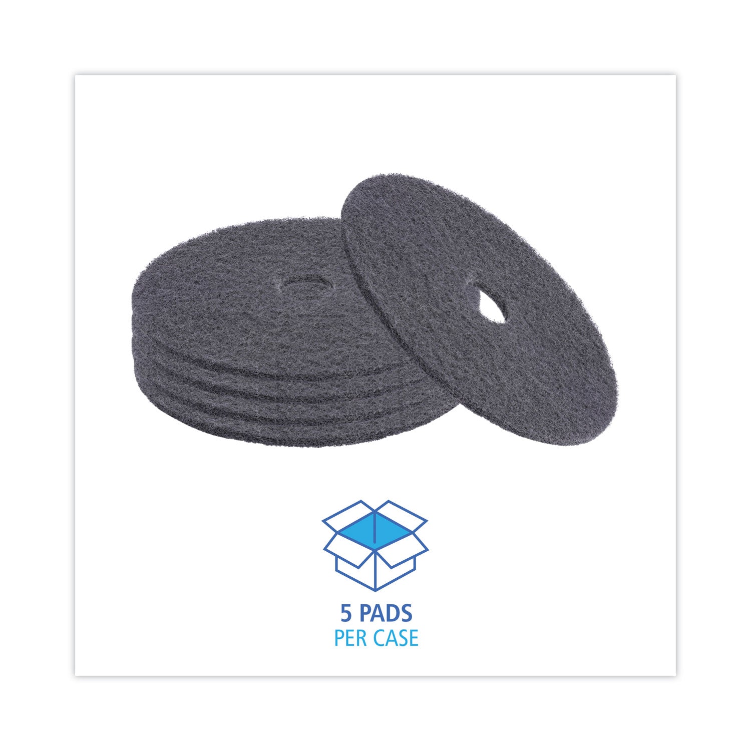 High Performance Stripping Floor Pads, 20" Diameter, Black, 5/carton