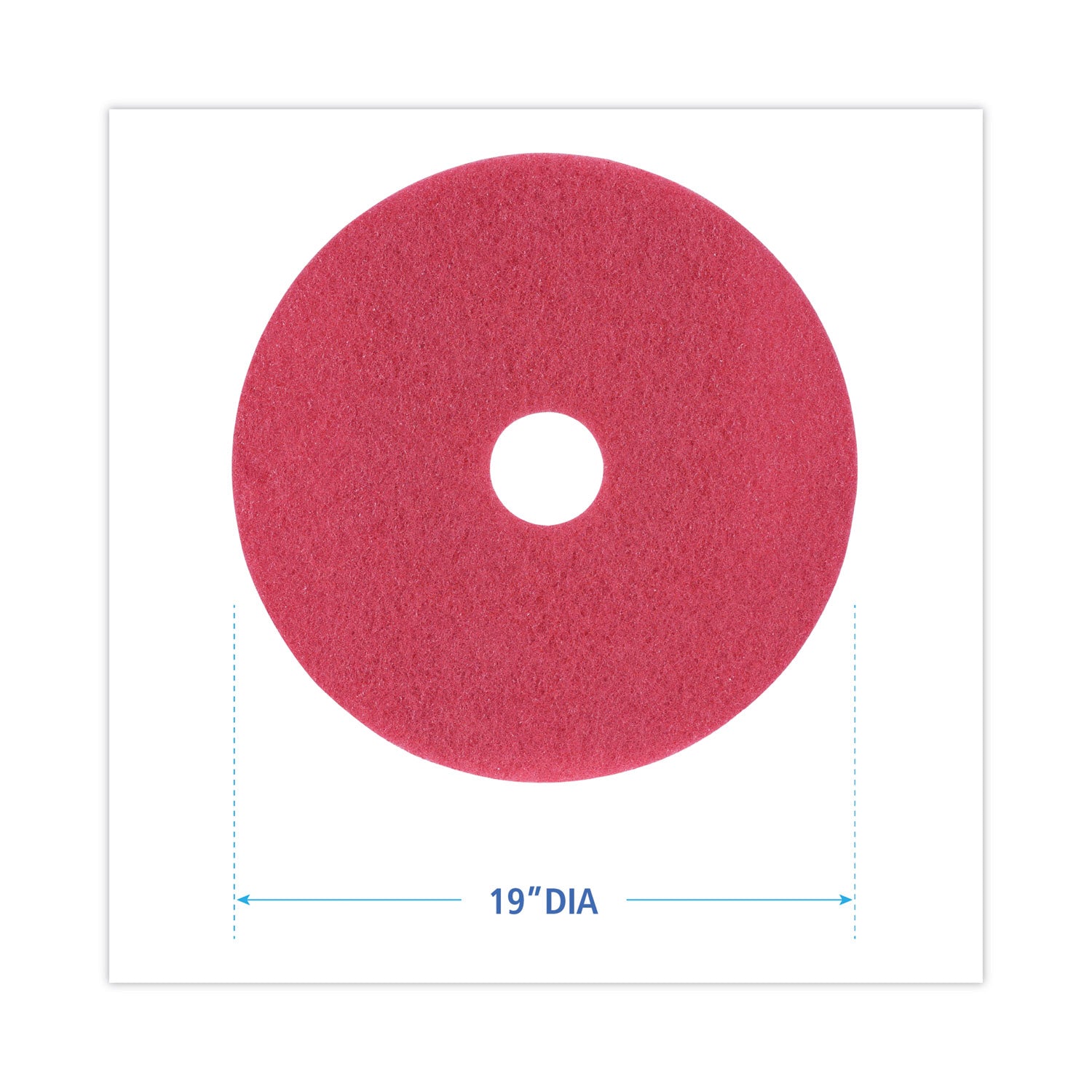 Buffing Floor Pads, 19" Diameter, Red, 5/carton