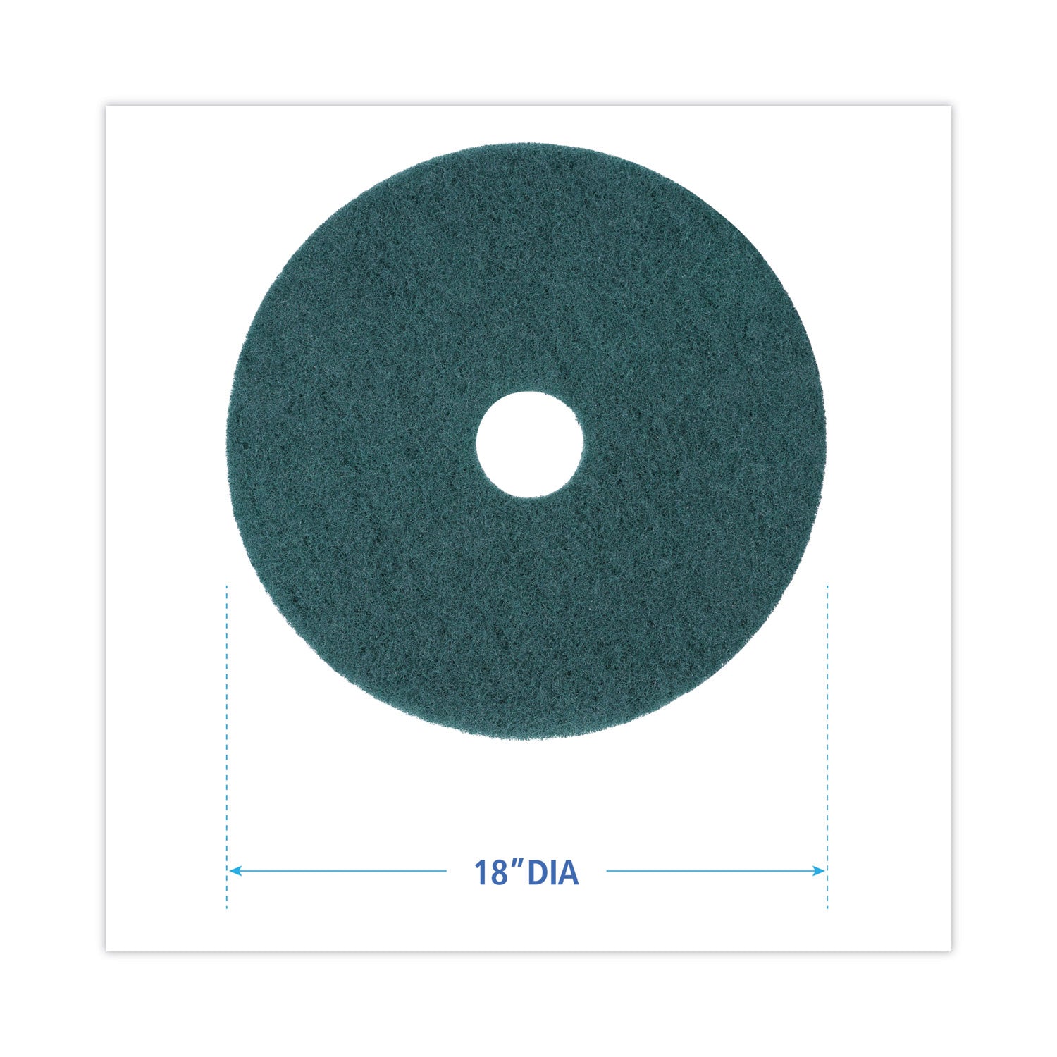 Heavy-Duty Scrubbing Floor Pads, 18" Diameter, Green, 5/carton