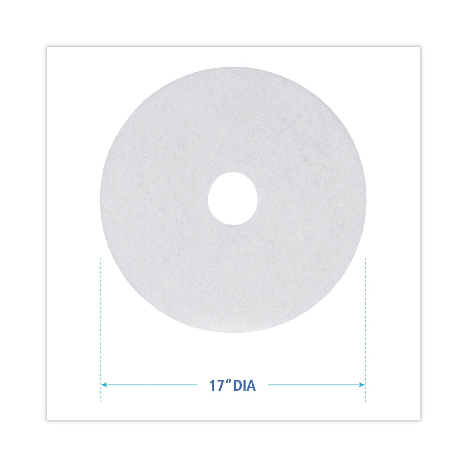 Polishing Floor Pads, 17" Diameter, White, 5/carton
