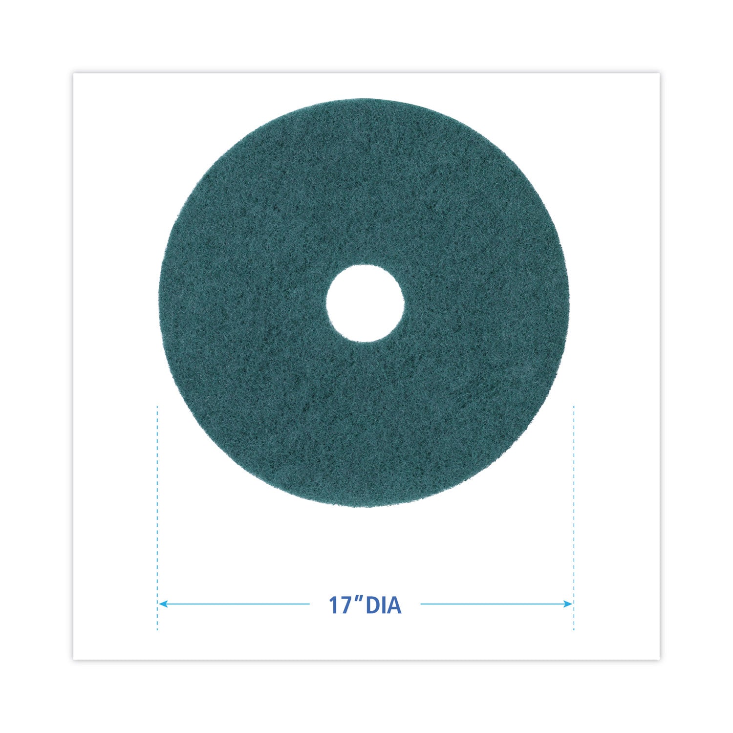 Heavy-Duty Scrubbing Floor Pads, 17" Diameter, Green, 5/carton