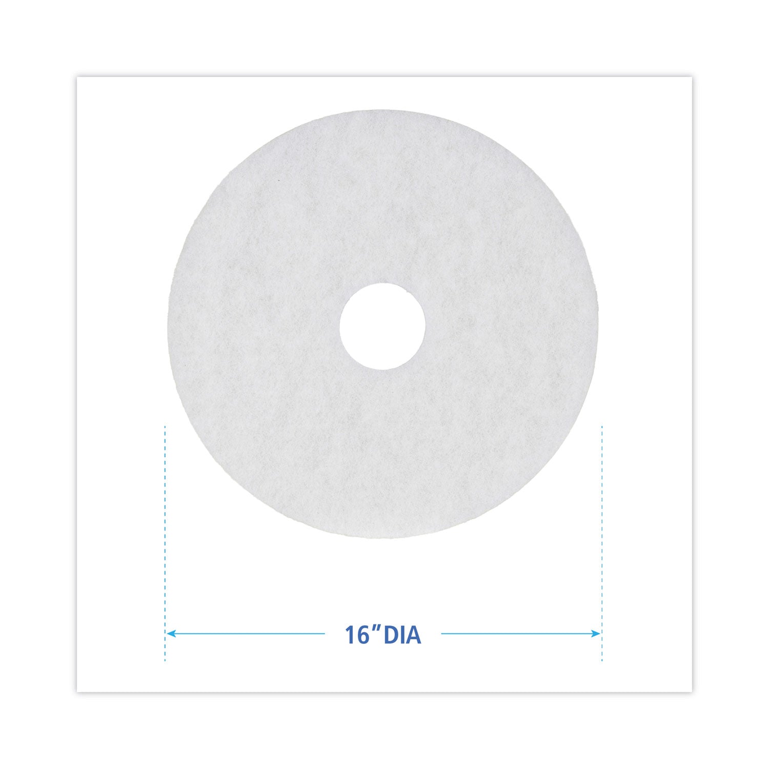 Polishing Floor Pads, 16" Diameter, White, 5/carton