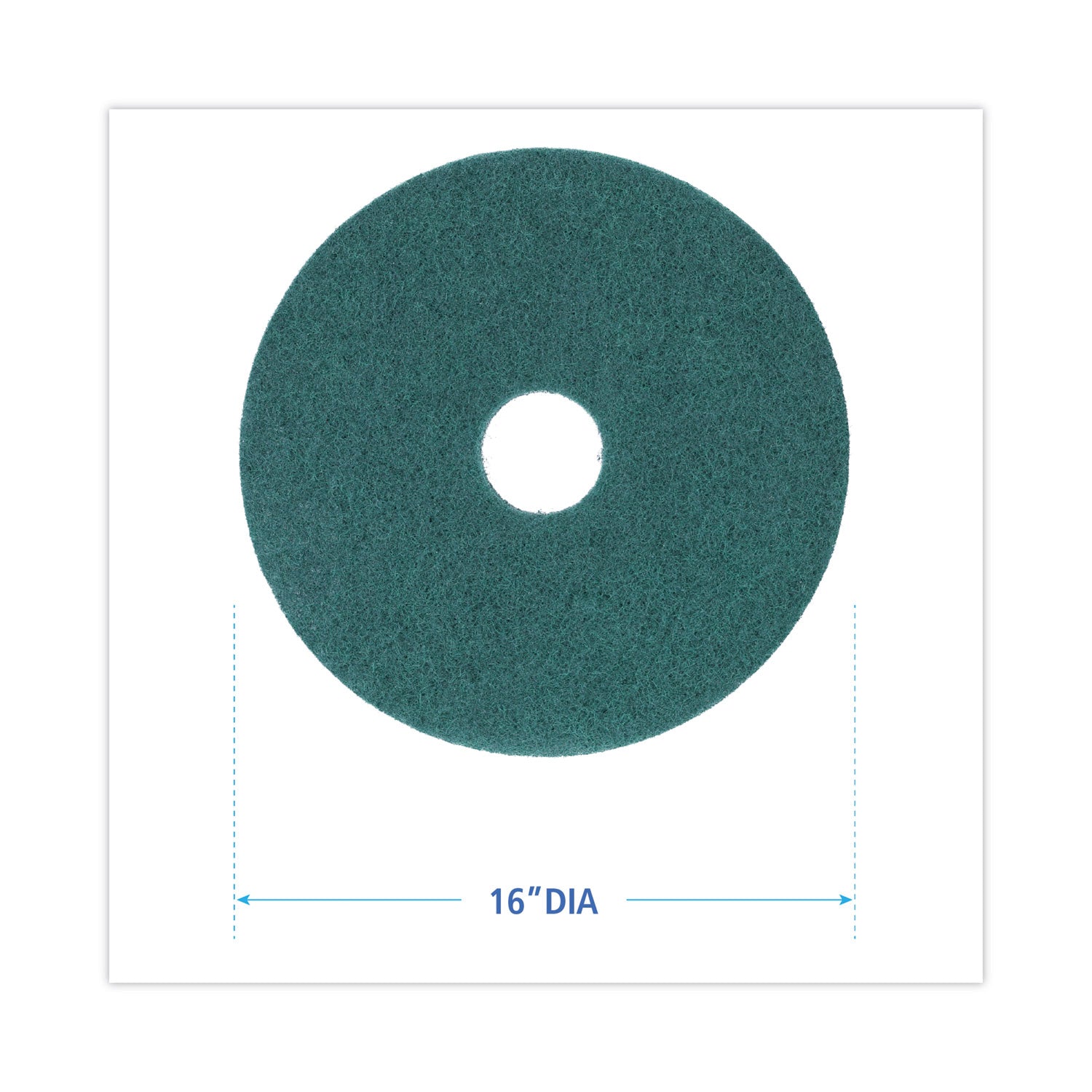 Heavy-Duty Scrubbing Floor Pads, 16" Diameter, Green, 5/carton
