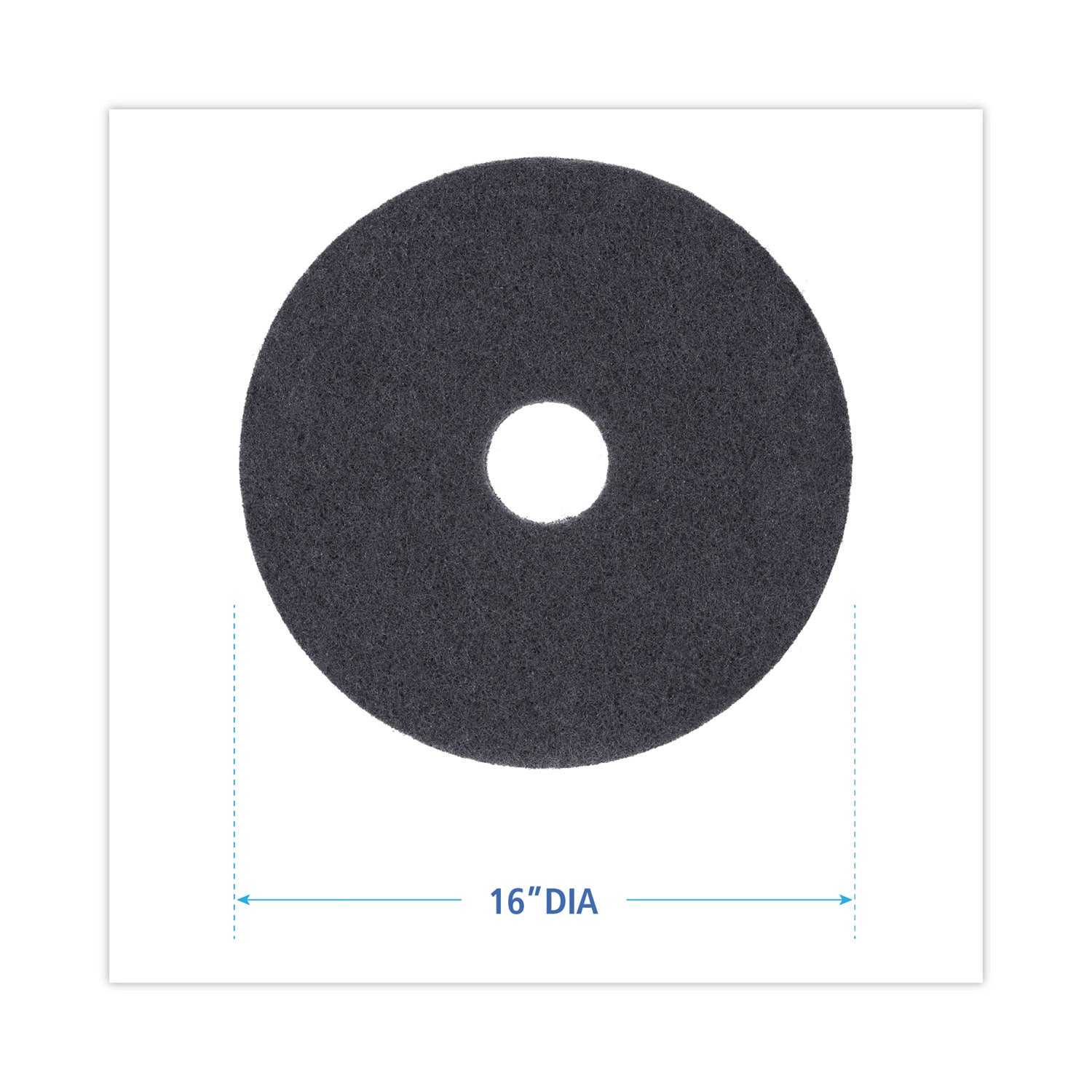 Stripping Floor Pads, 16" Diameter, Black, 5/carton