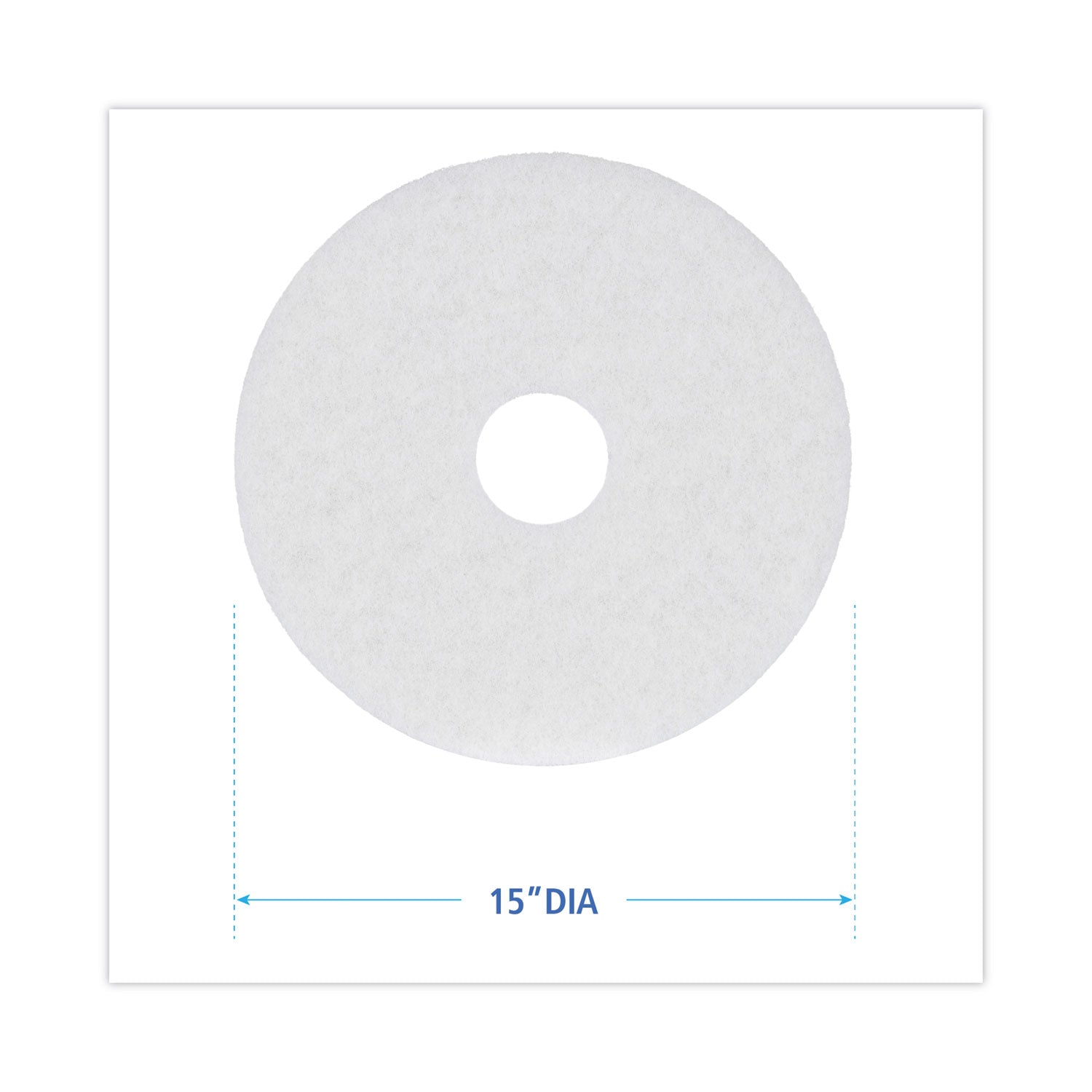 Polishing Floor Pads, 15" Diameter, White, 5/carton