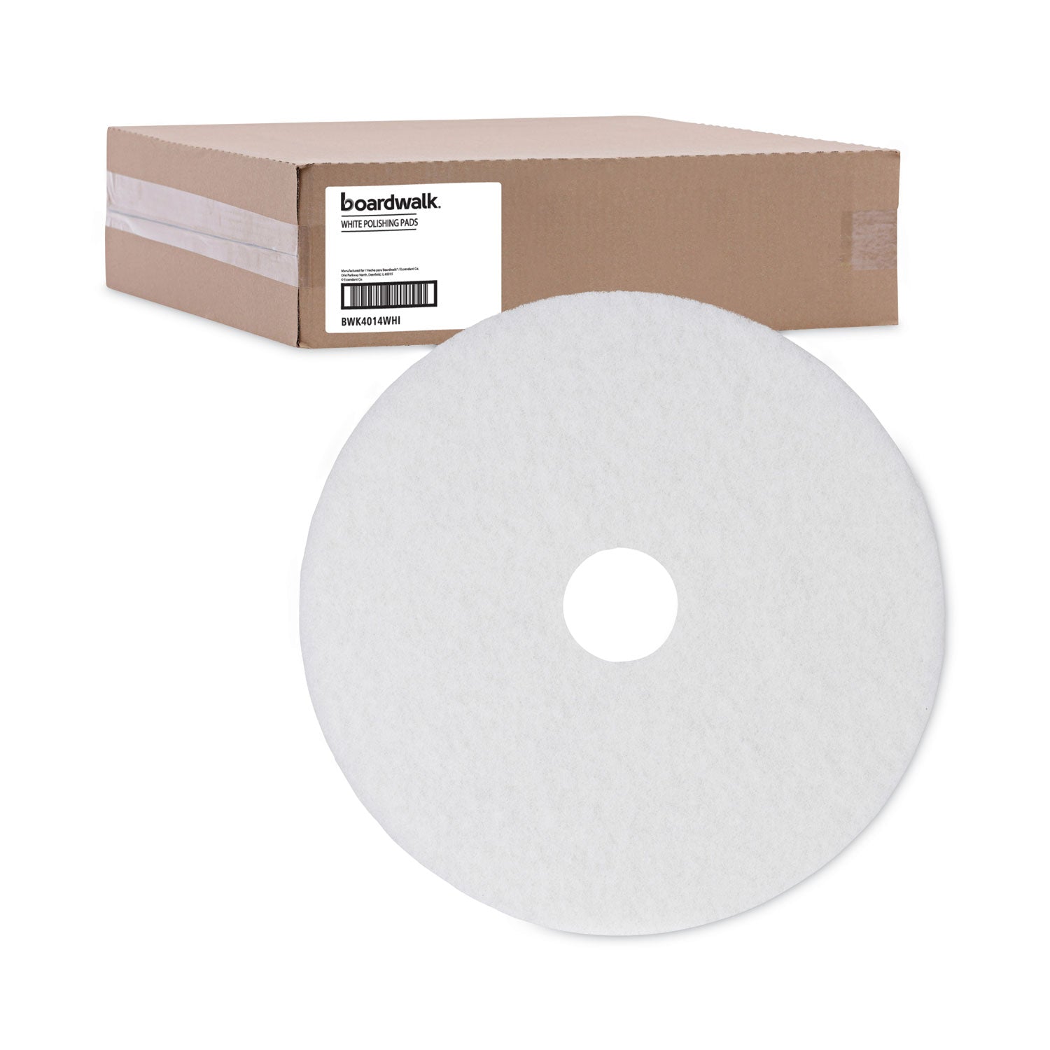 Polishing Floor Pads, 14" Diameter, White, 5/carton