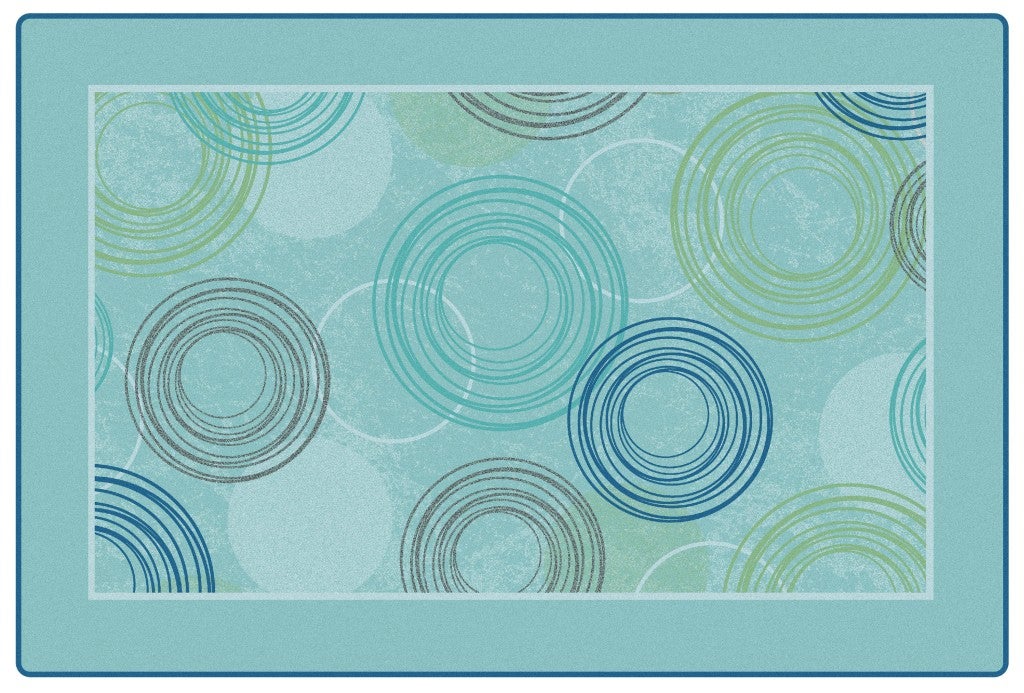 KIDSoft Raindrop Ripples Decorative Carpet - 6ft x 9ft - Rectangle - Blue