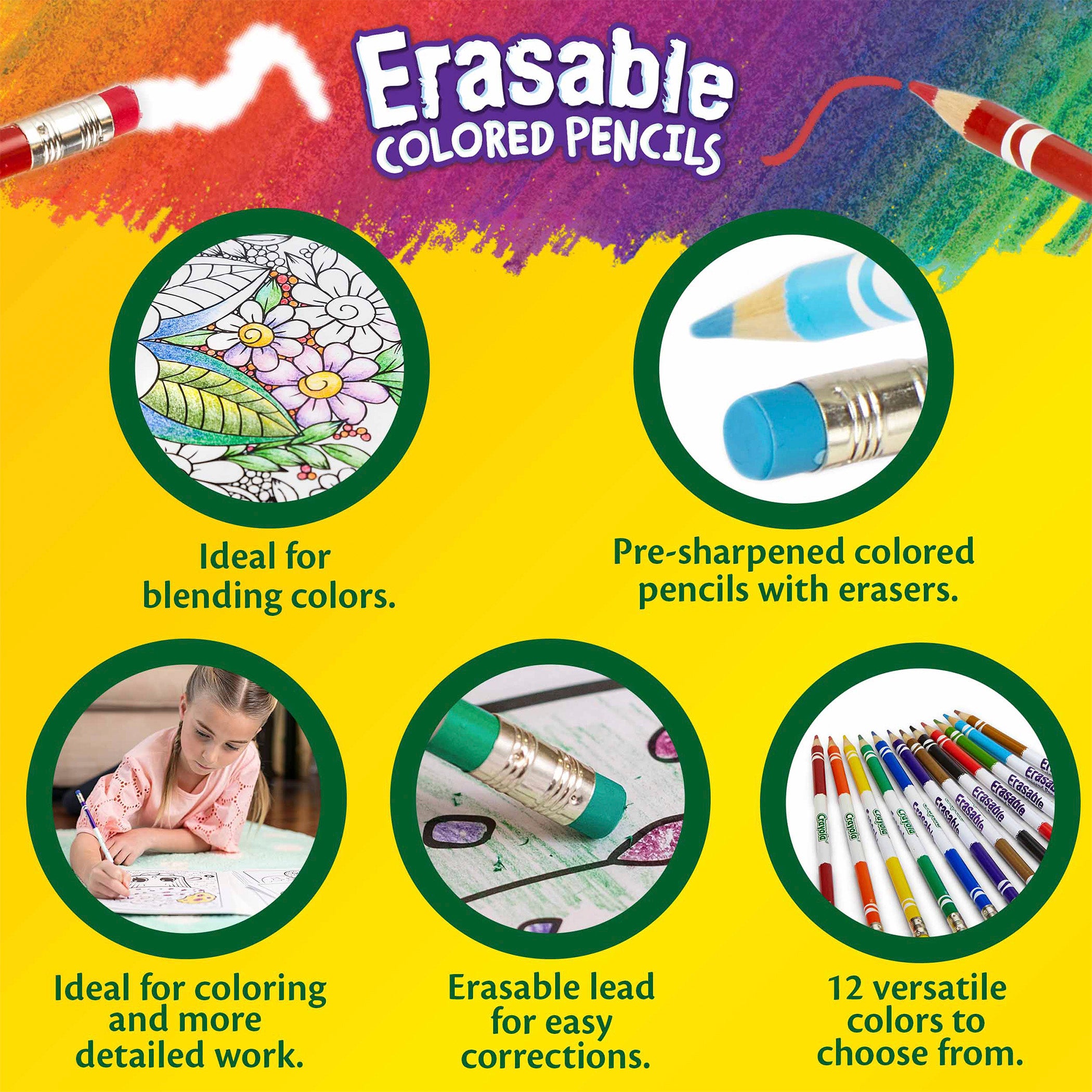 Erasable Colored Pencils, 12 Count